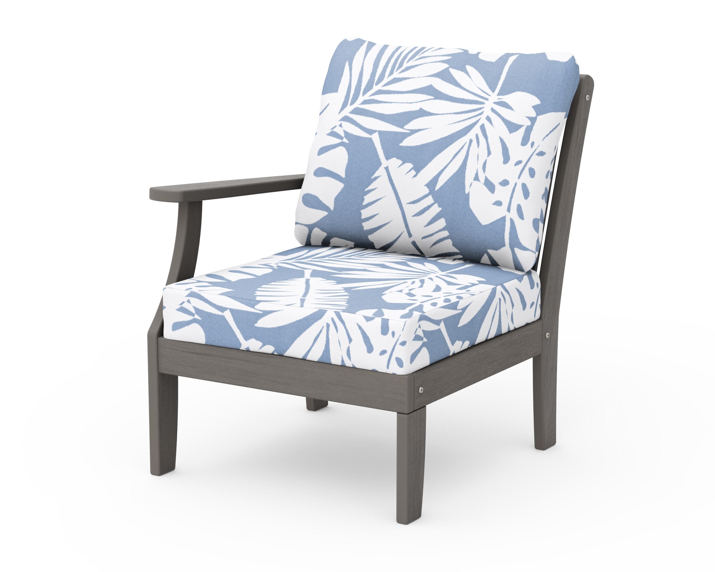 Braxton Modular Left Arm Chair in Driftwood / Leaf Sky Blue