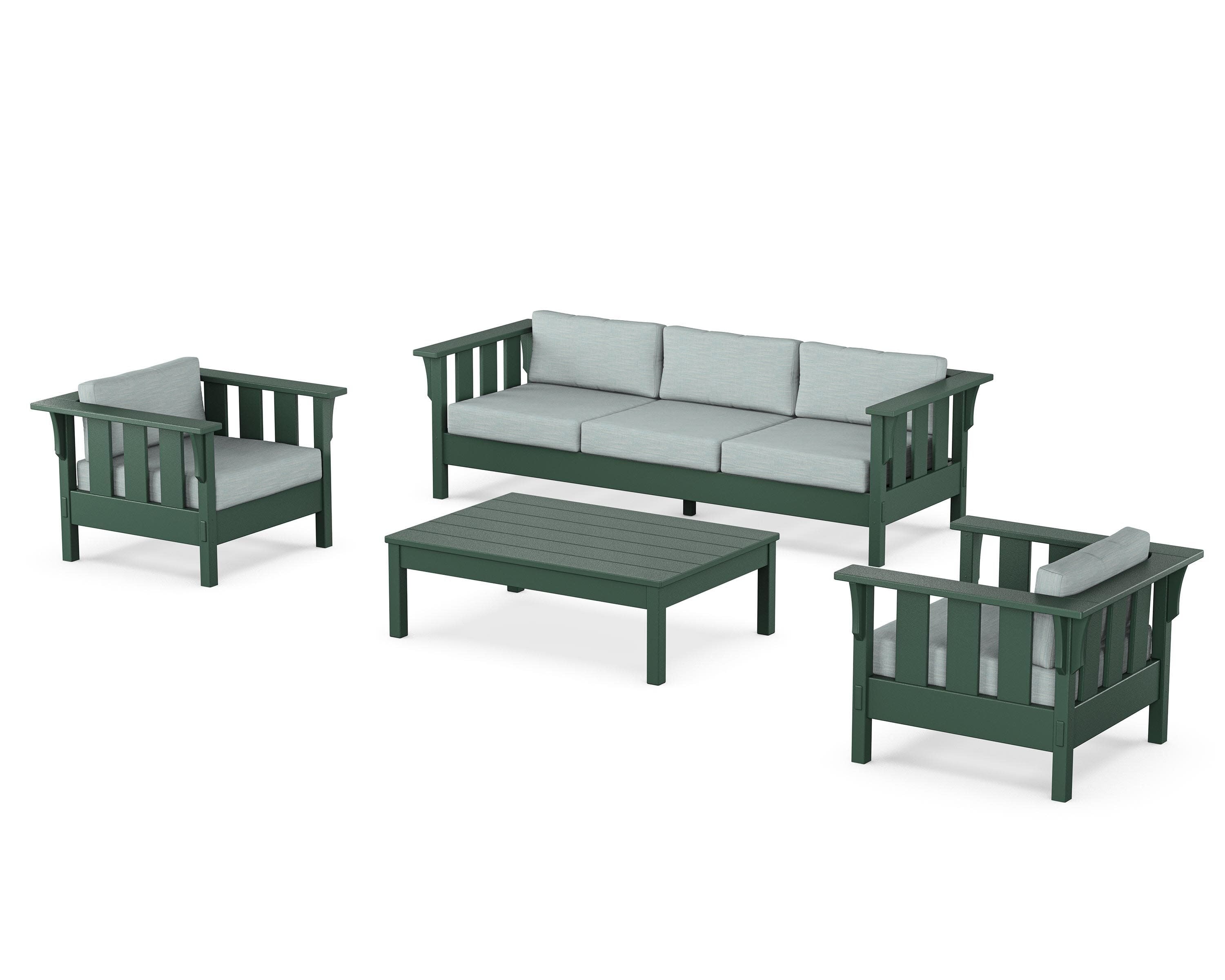 Acadia 4-Piece Deep Seating Set with Sofa in Green / Soothe Mist