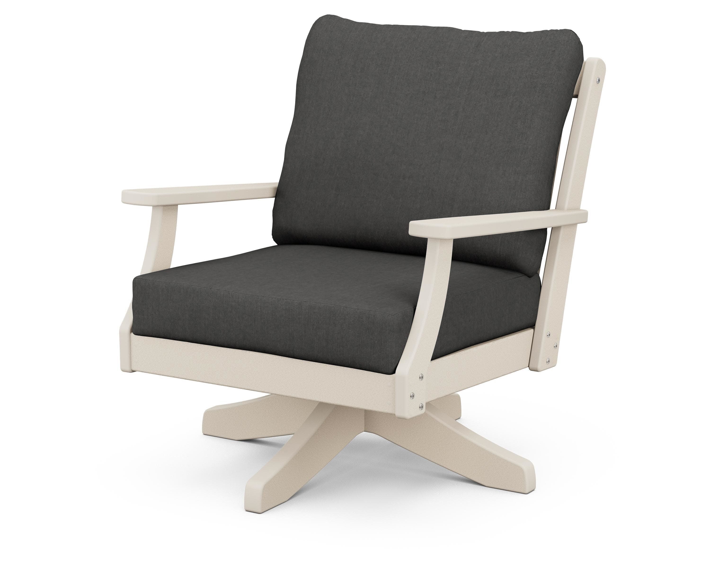 Braxton Deep Seating Swivel Chair in Sand / Spectrum Carbon