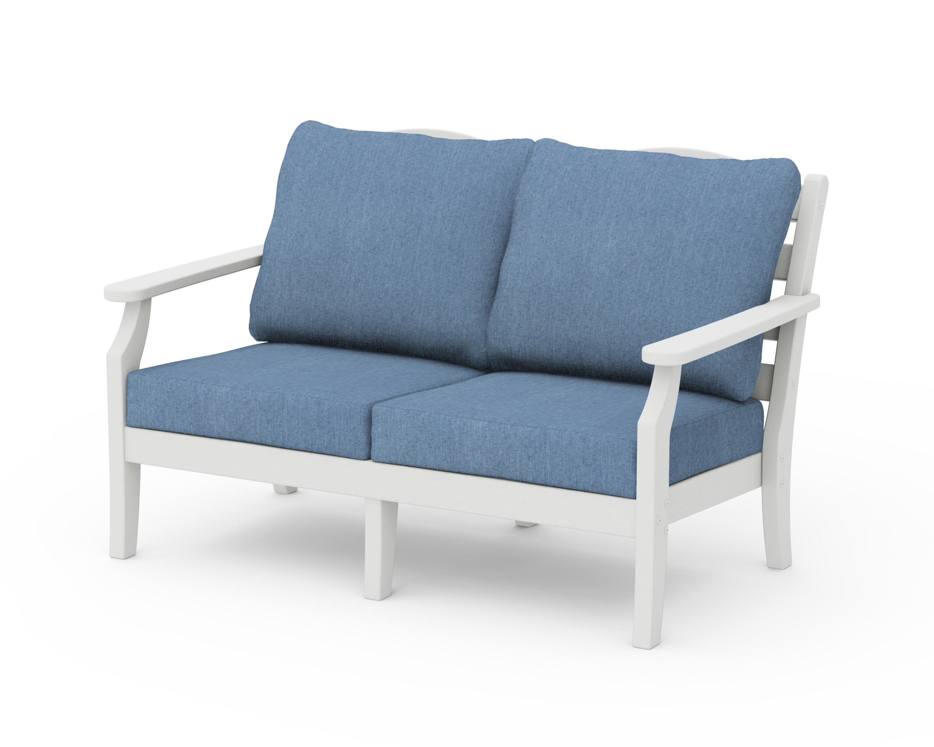 Savannah Deep Seating Loveseat in Vintage White / Sky Blue