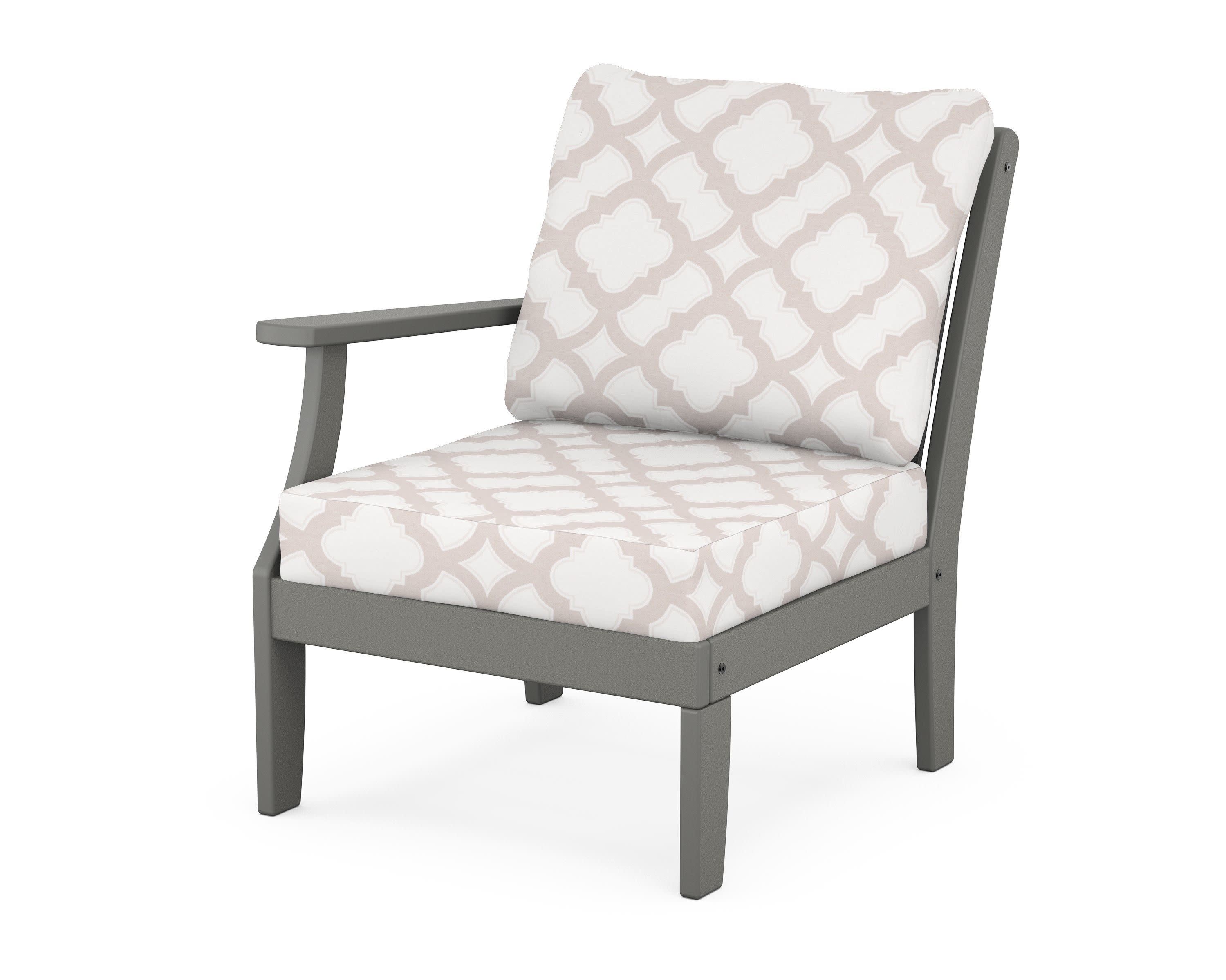 Braxton Modular Left Arm Chair in Slate Grey / Trellis Dune Burlap