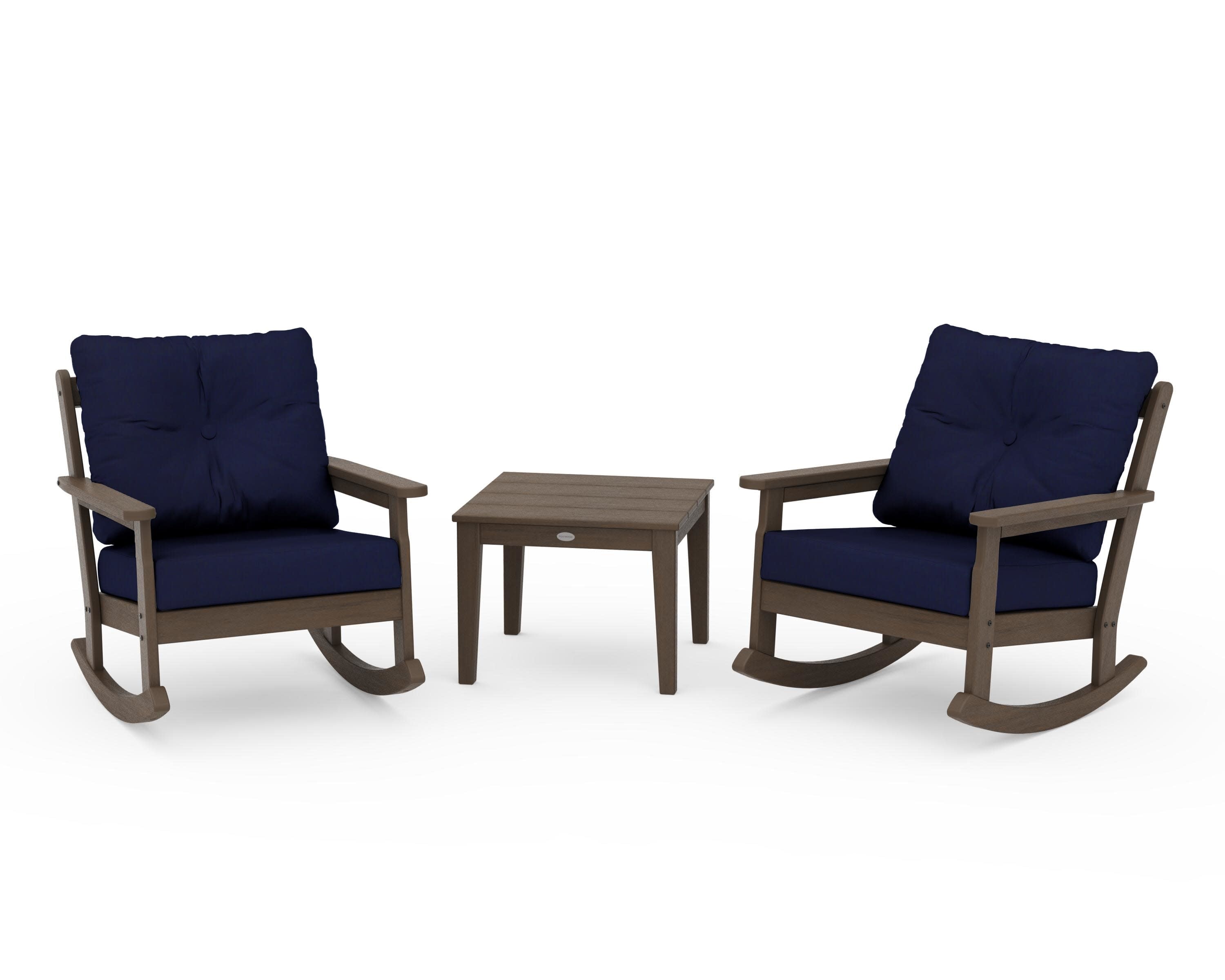 Vineyard 3-Piece Deep Seating Rocker Set in Kona / Navy
