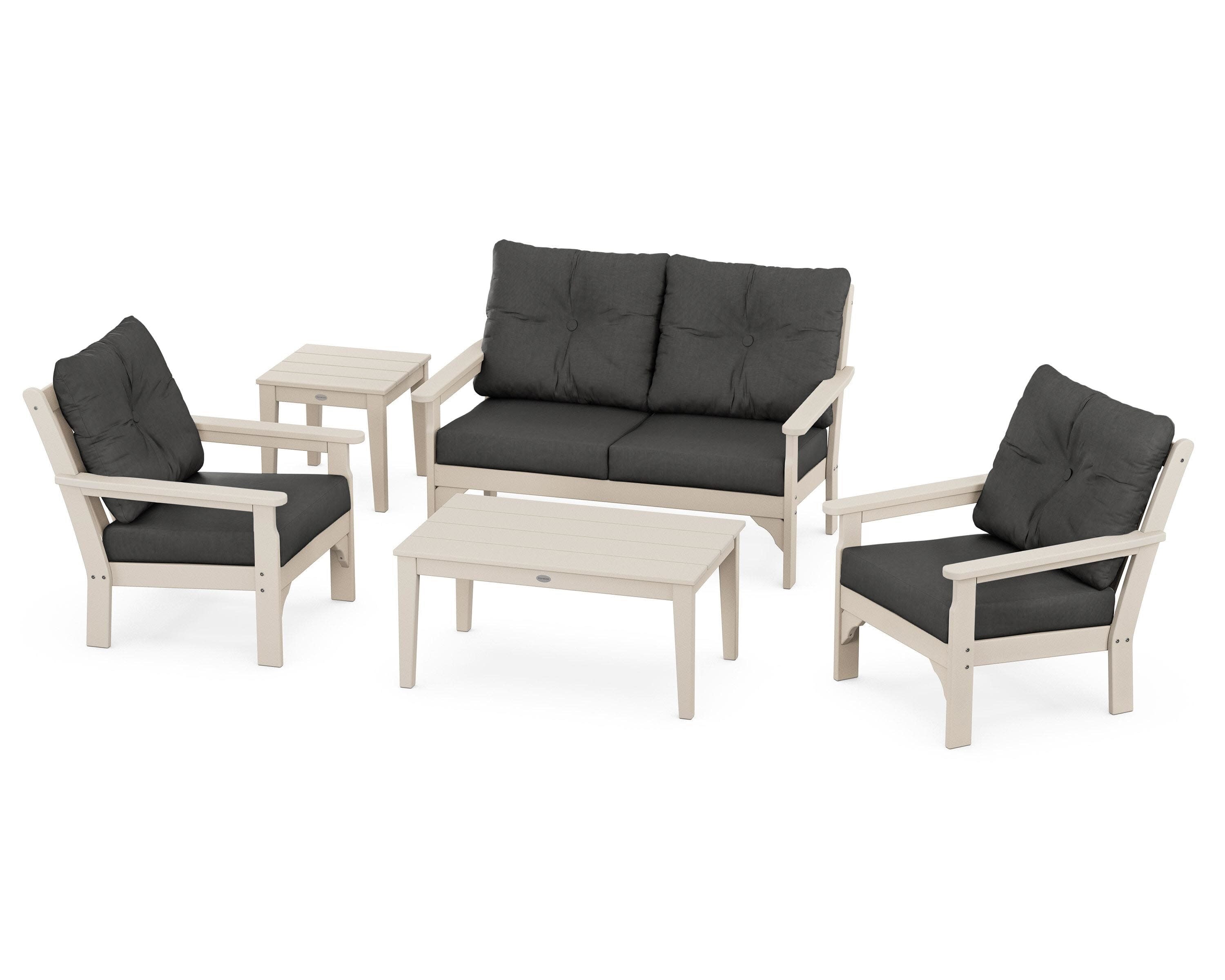 Vineyard 5-Piece Deep Seating Set in Sand / Spectrum Carbon