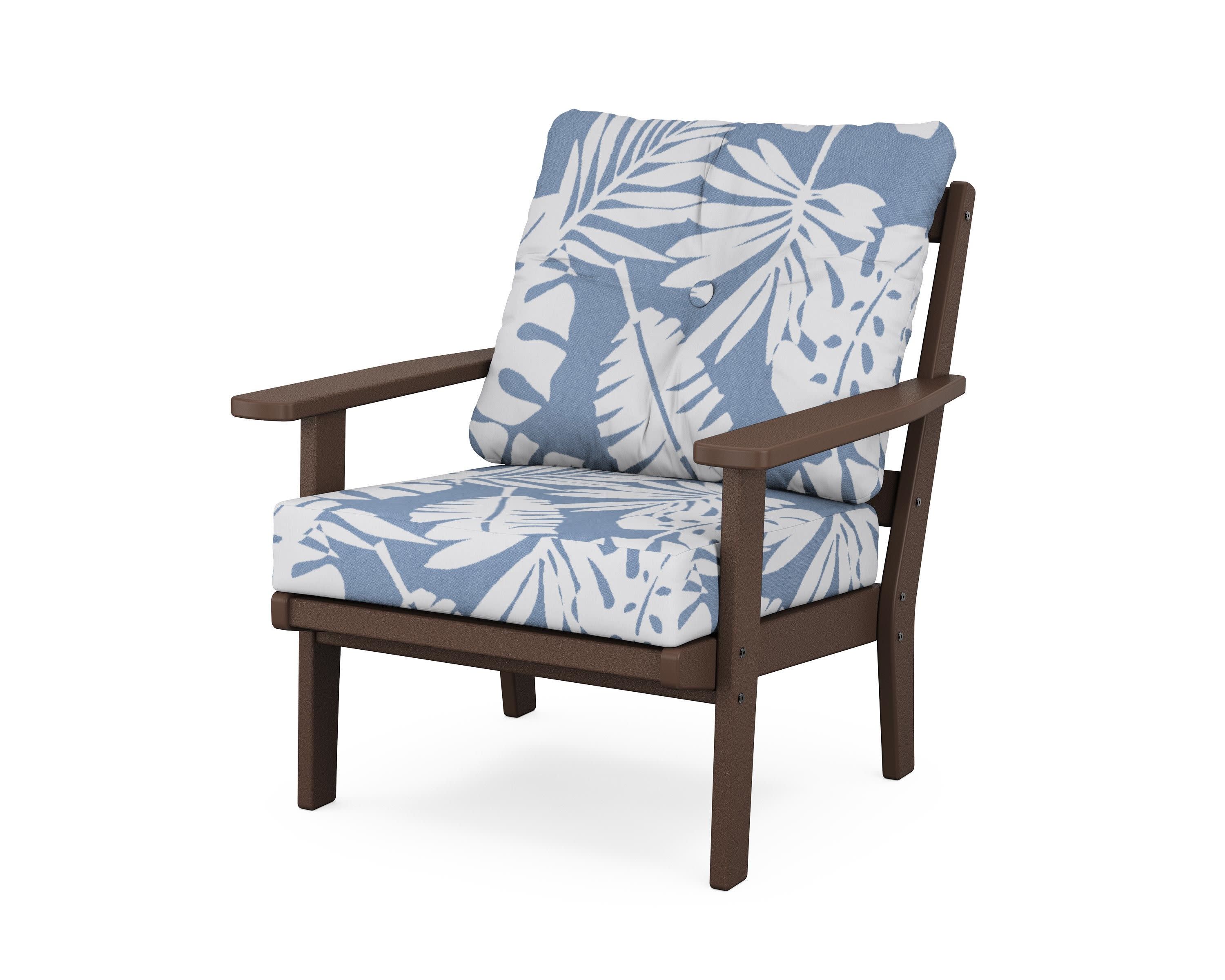 Oxford Deep Seating Chair in Mahogany / Leaf Sky Blue