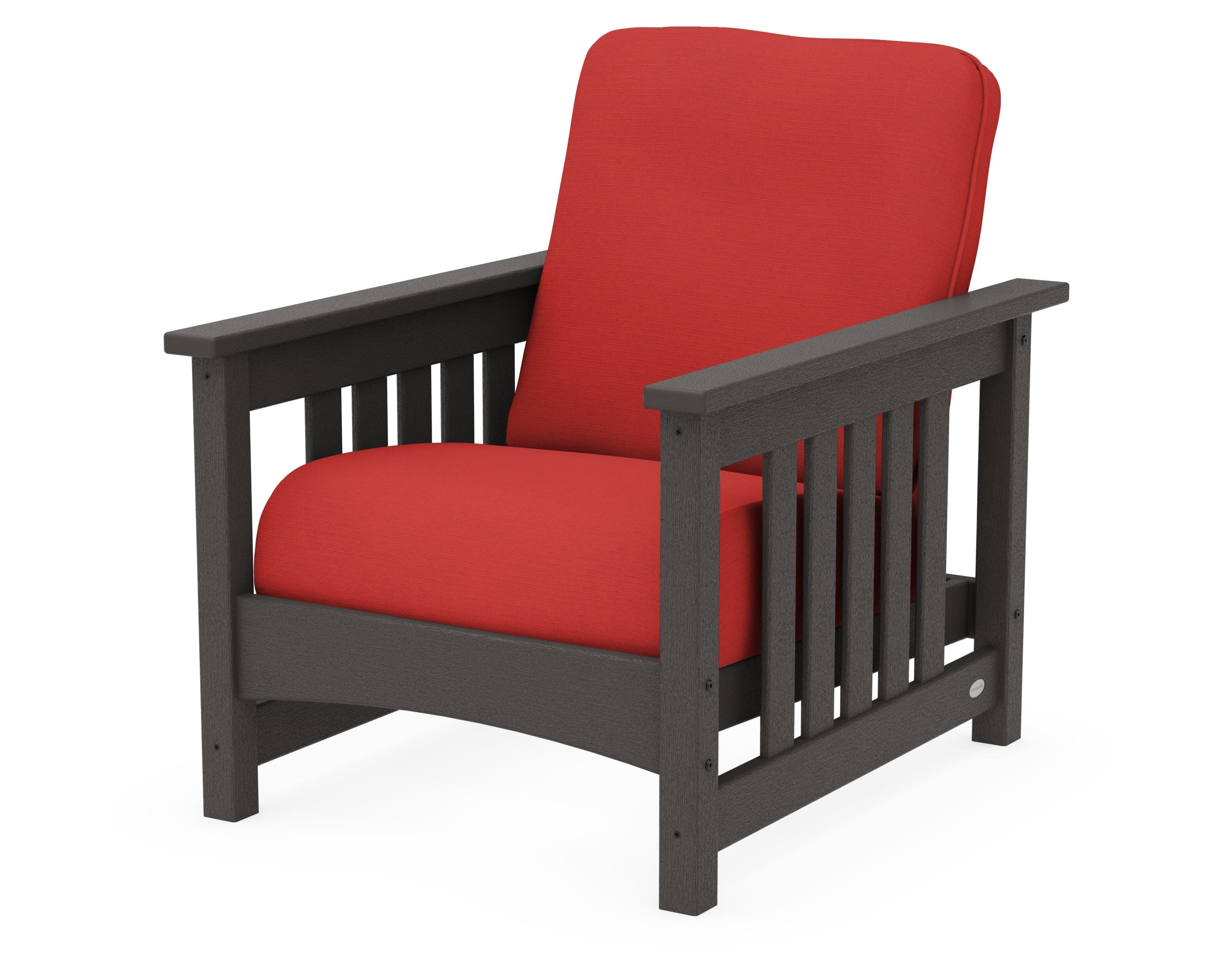 Club Mission Chair in Vintage Coffee / Crimson Linen