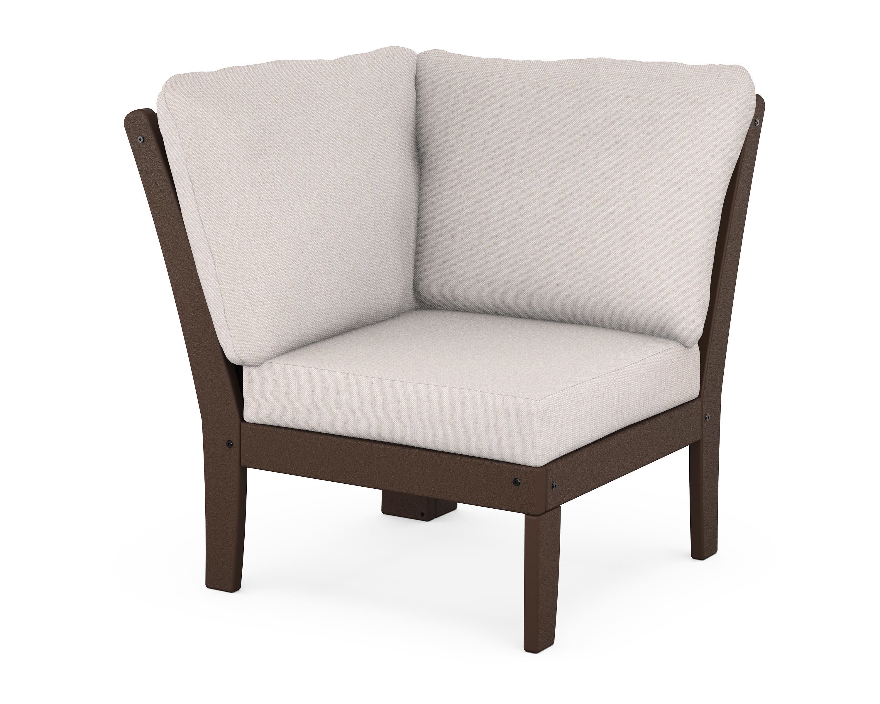 Braxton Modular Corner Chair in Mahogany / Dune Burlap