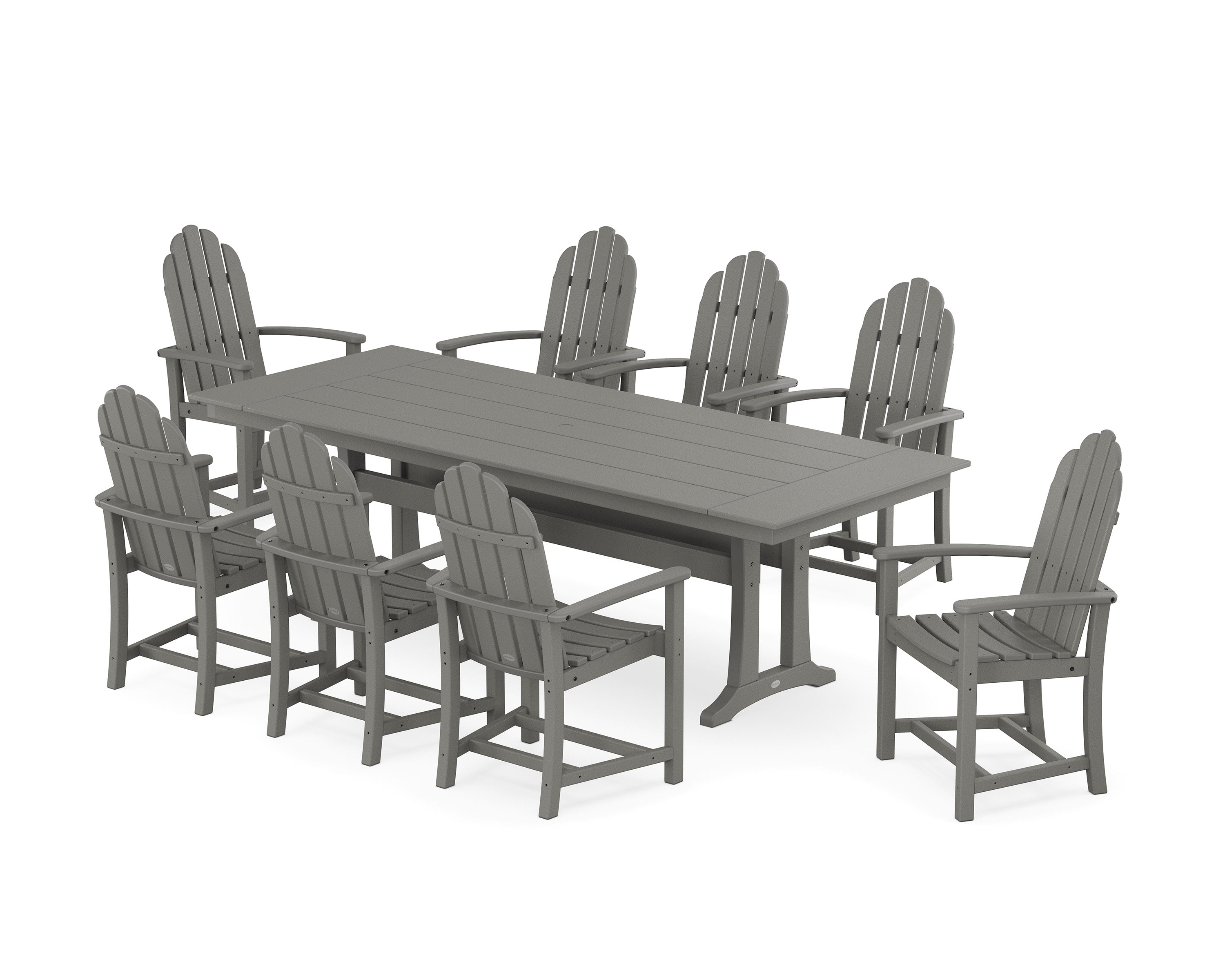 Classic Adirondack 9-Piece Farmhouse Dining Set with Trestle Legs in Slate Grey