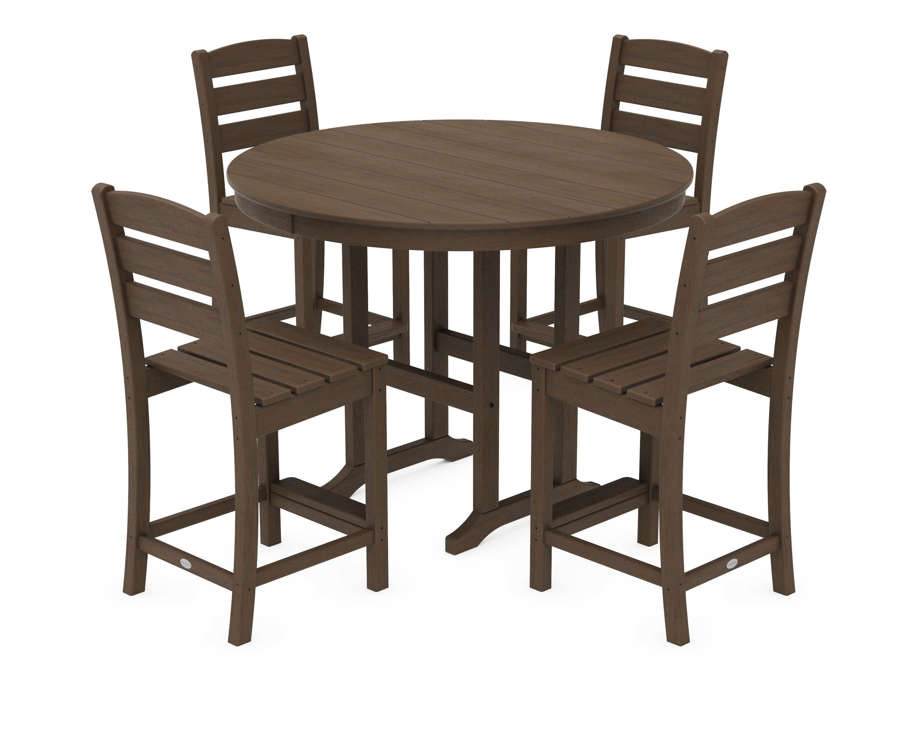 Lakeside 5-Piece Farmhouse Round Side Chair Counter Set in Kona