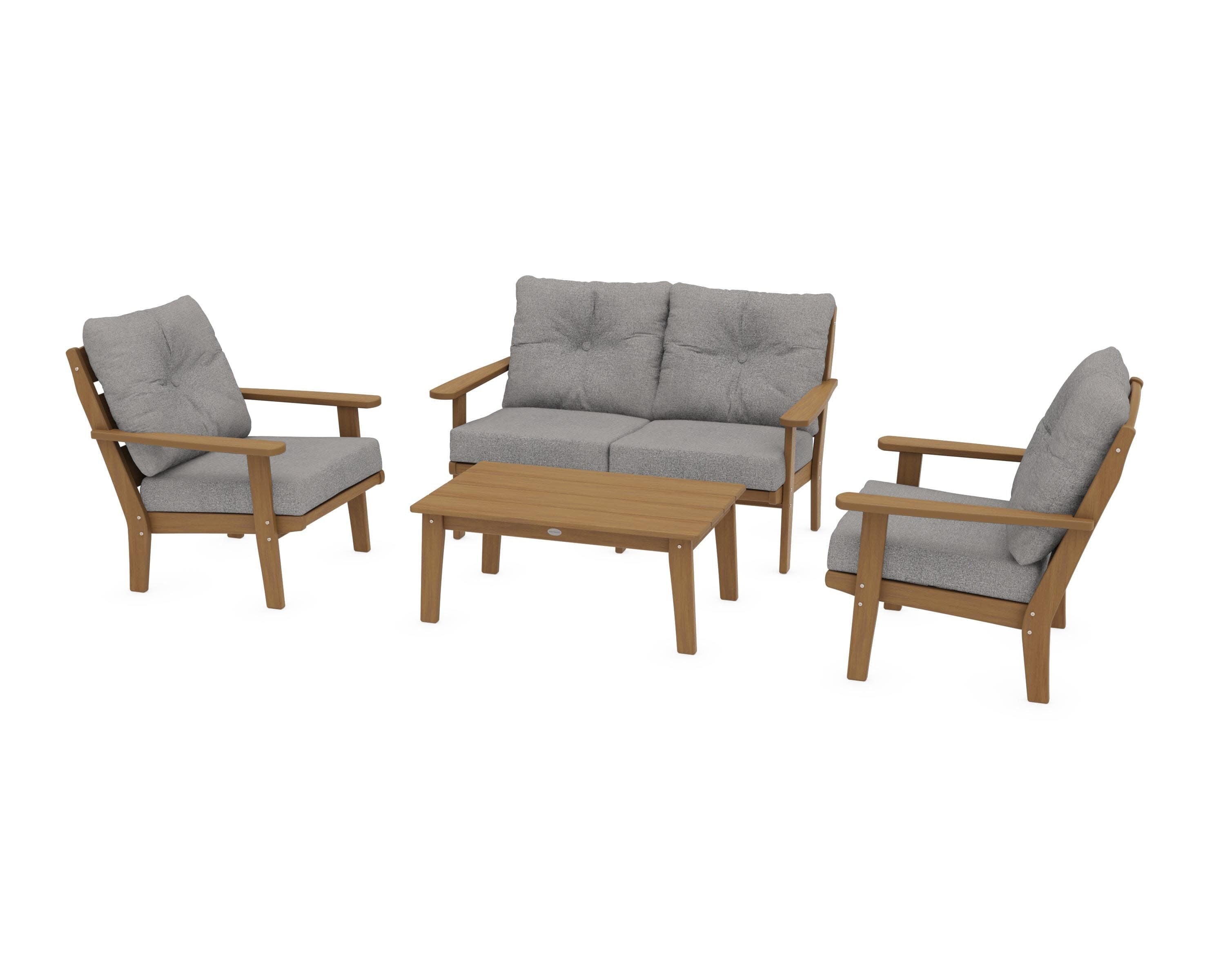 Lakeside 4-Piece Deep Seating Set in Natural / Grey Mist