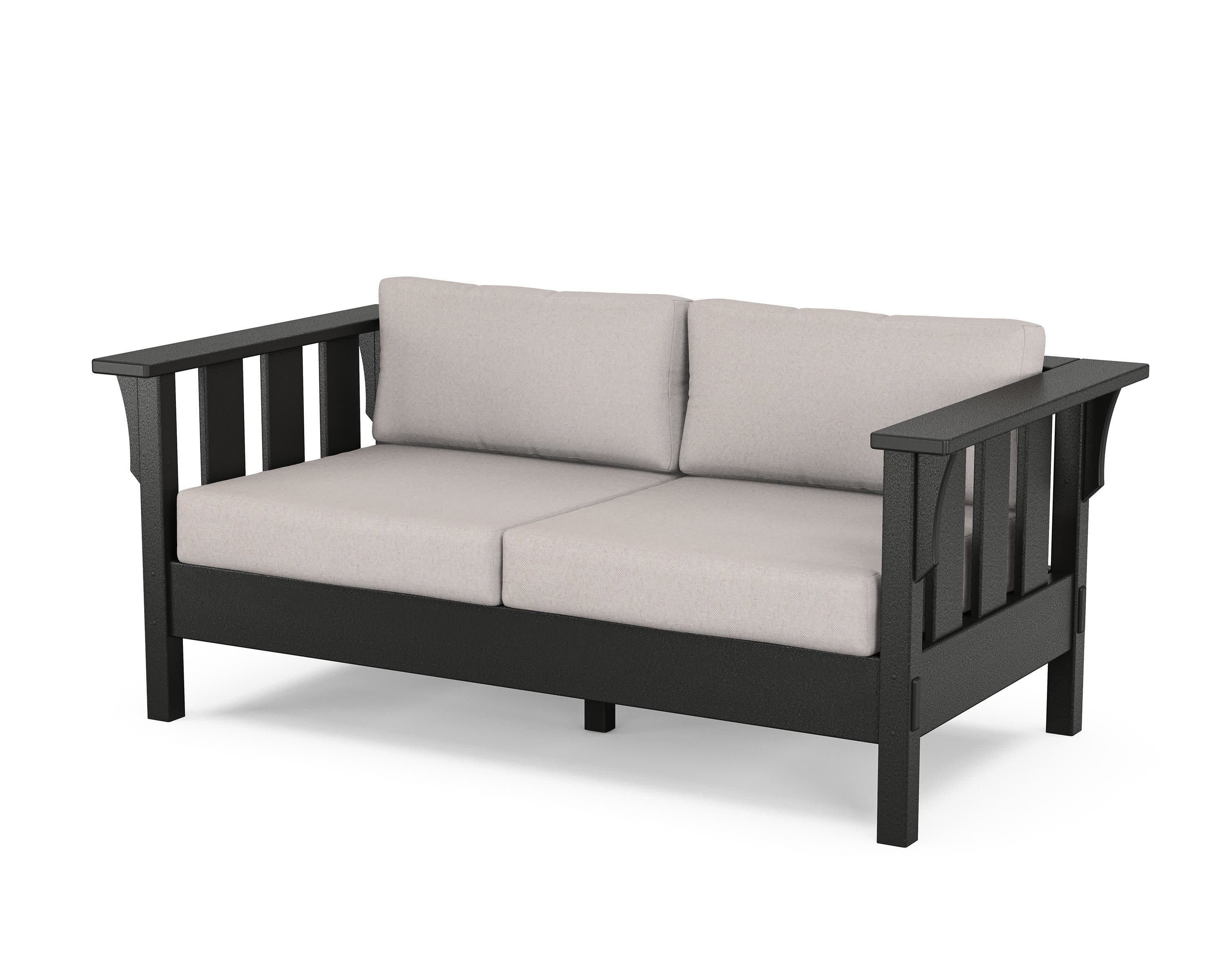 Acadia Deep Seating Loveseat in Black / Dune Burlap
