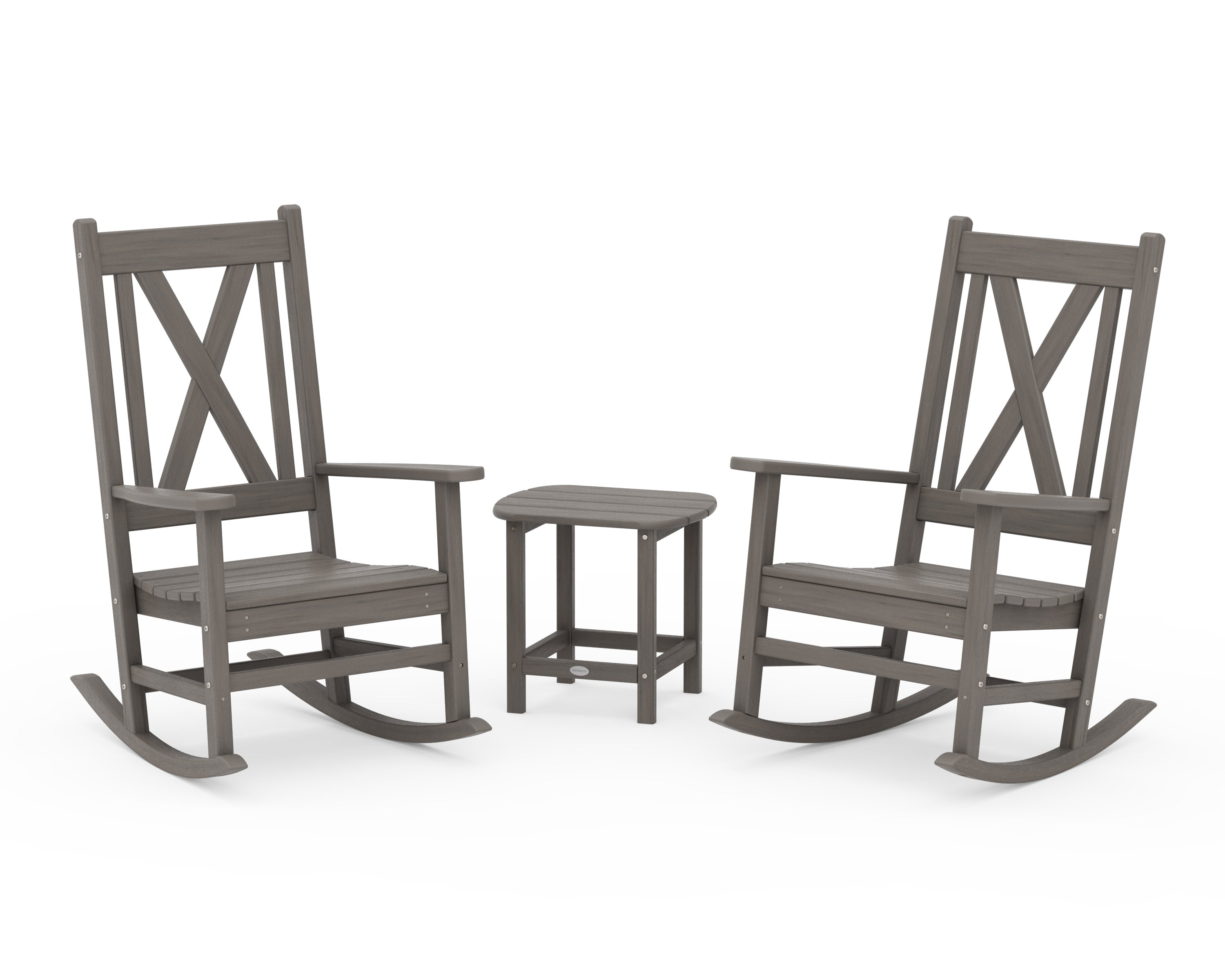 Braxton 3-Piece Porch Rocking Chair Set in Driftwood