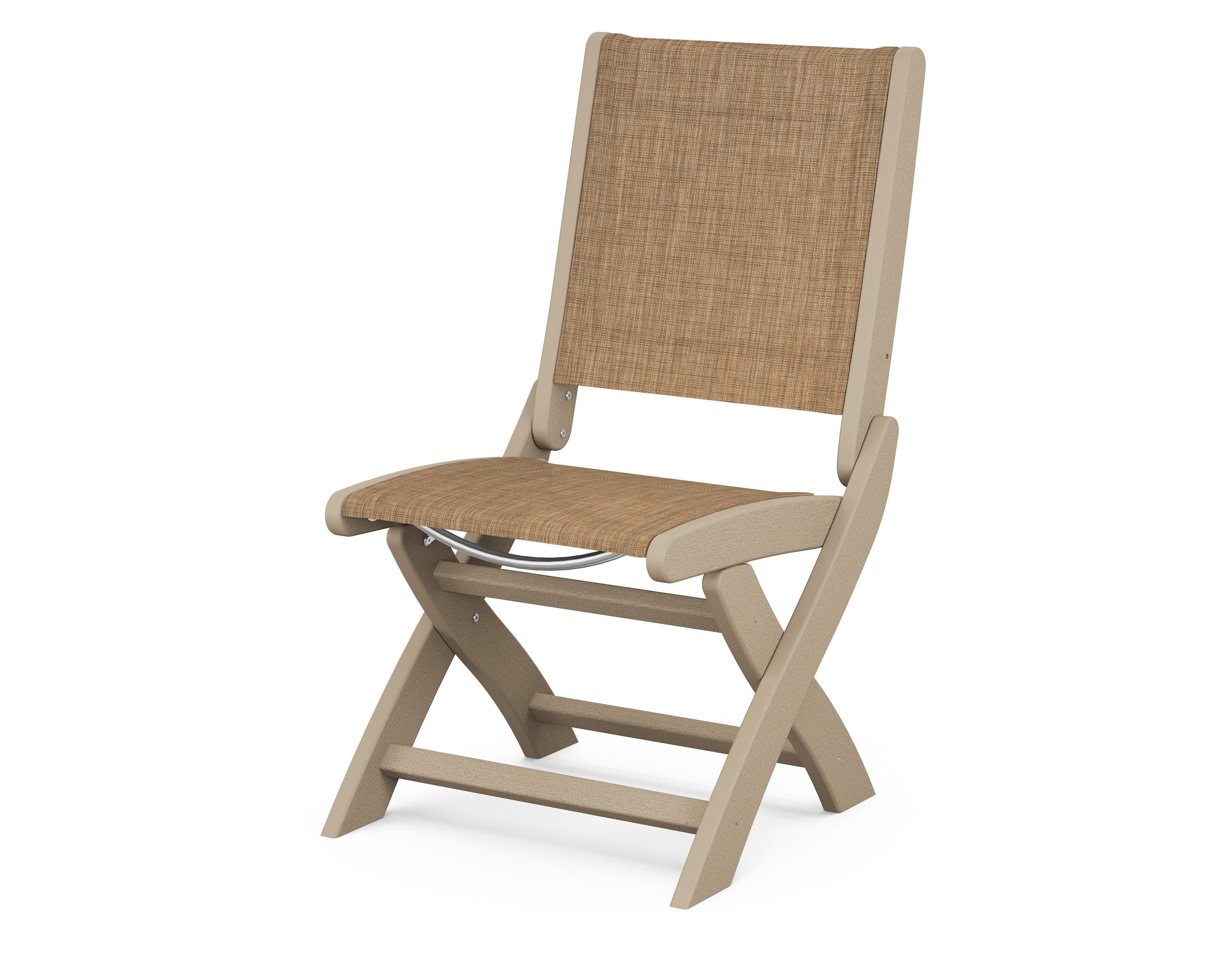 Coastal Folding Side Chair in Vintage Sahara / Burlap Sling