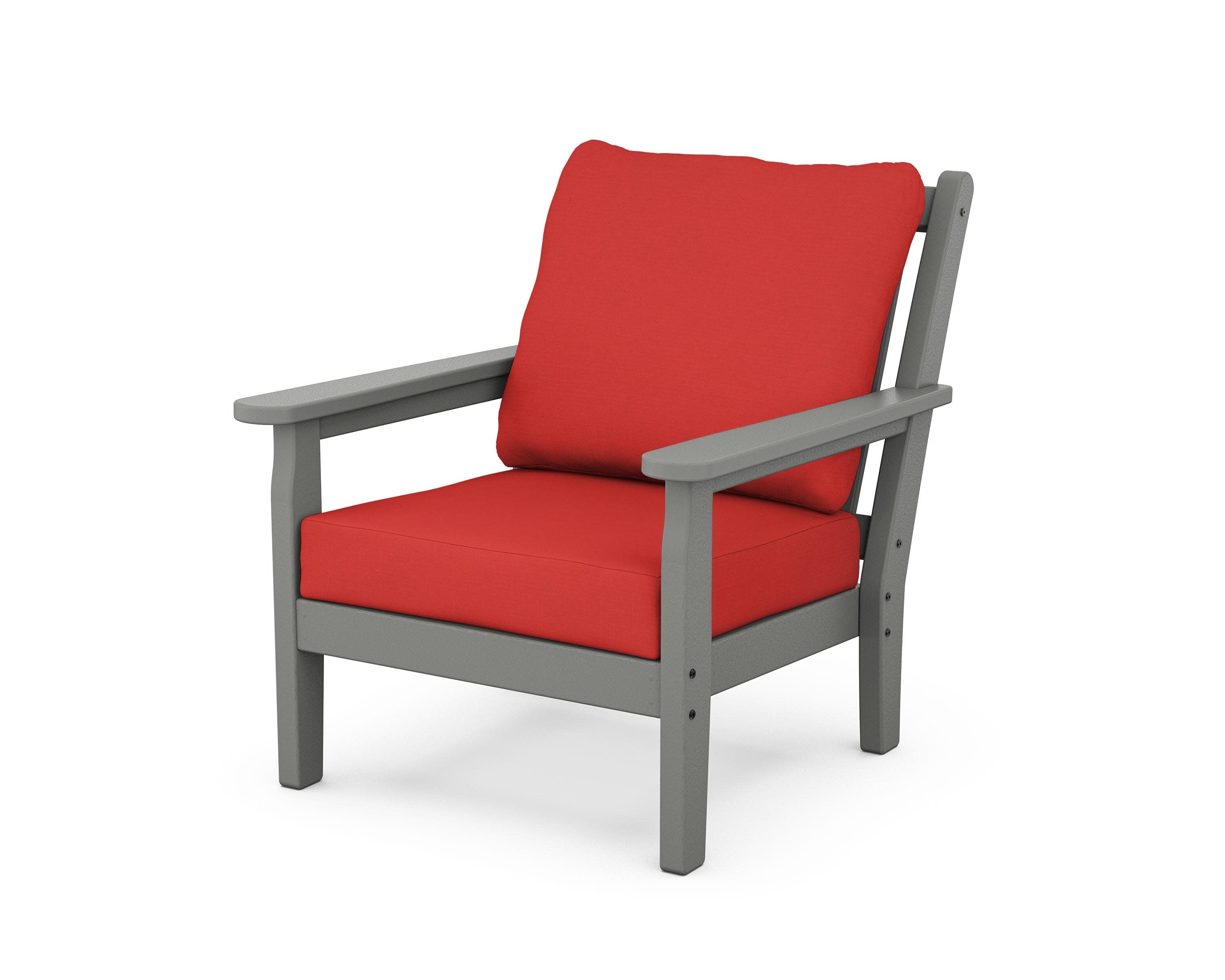 Chippendale Deep Seating Chair in Slate Grey / Crimson Linen
