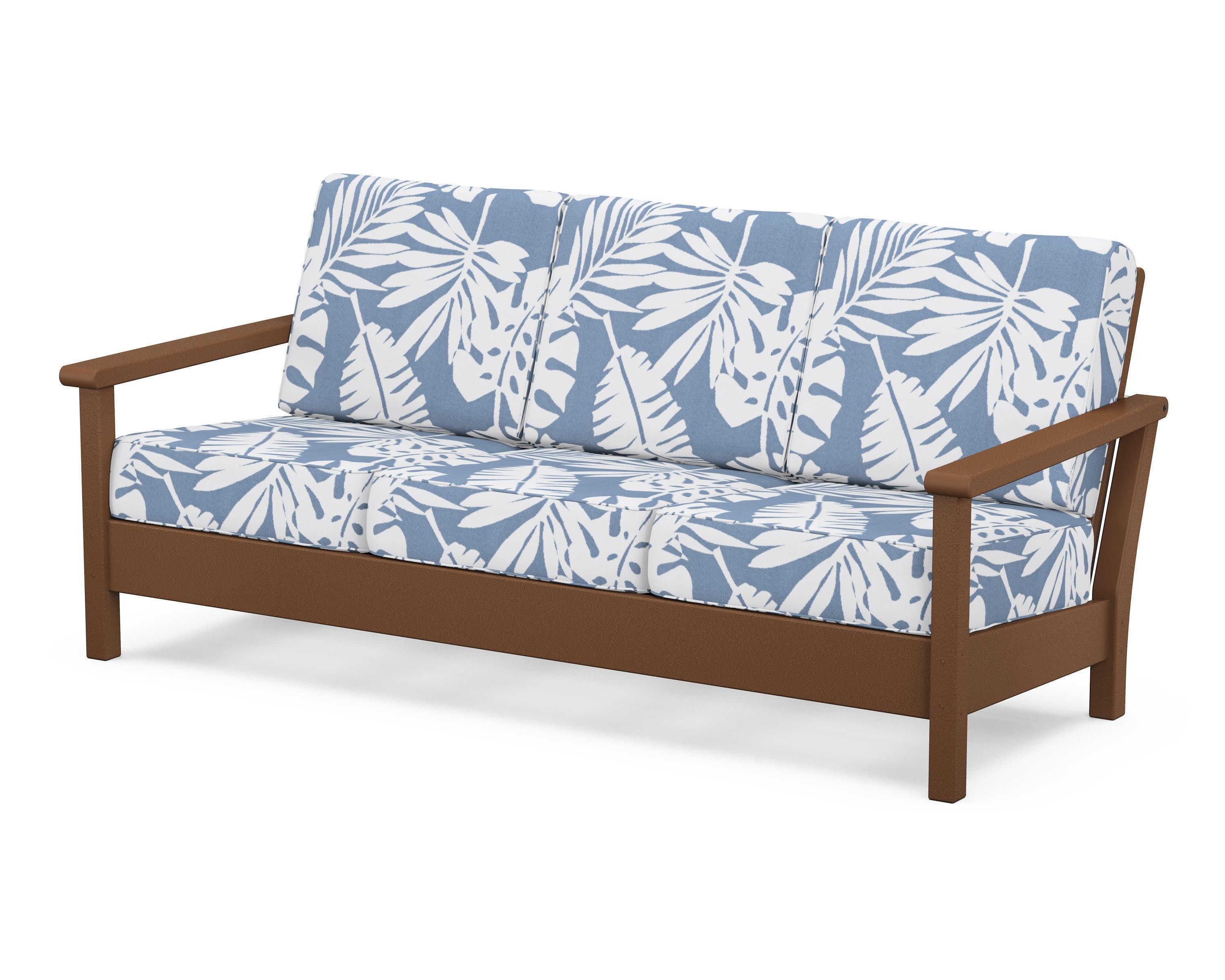 Harbour Deep Seating Sofa in Teak / Leaf Sky Blue