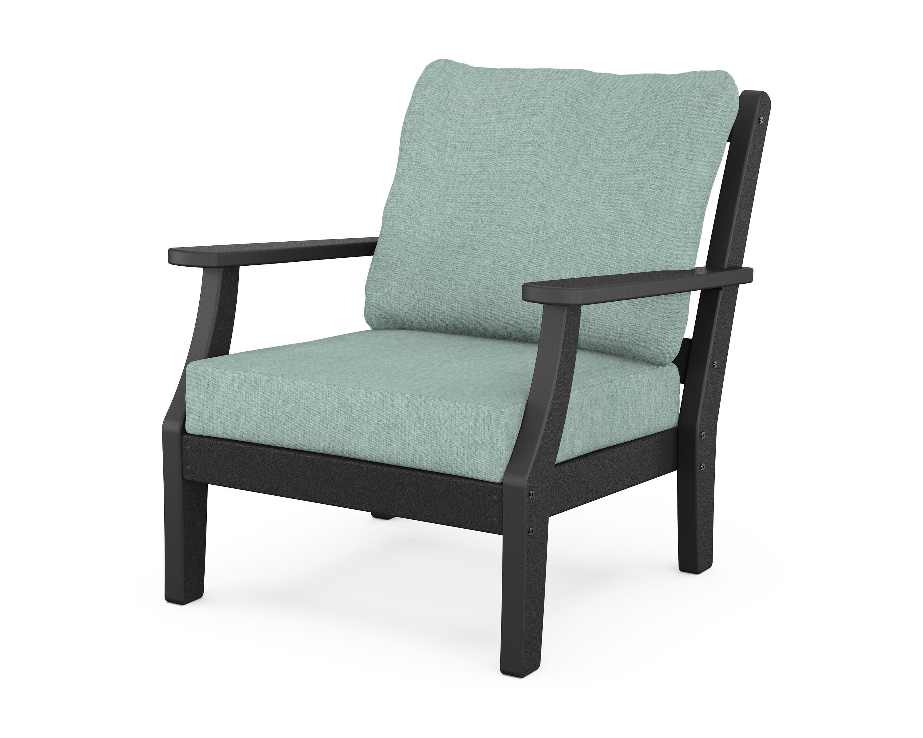 Chinoiserie Deep Seating Chair in Black / Glacier Spa
