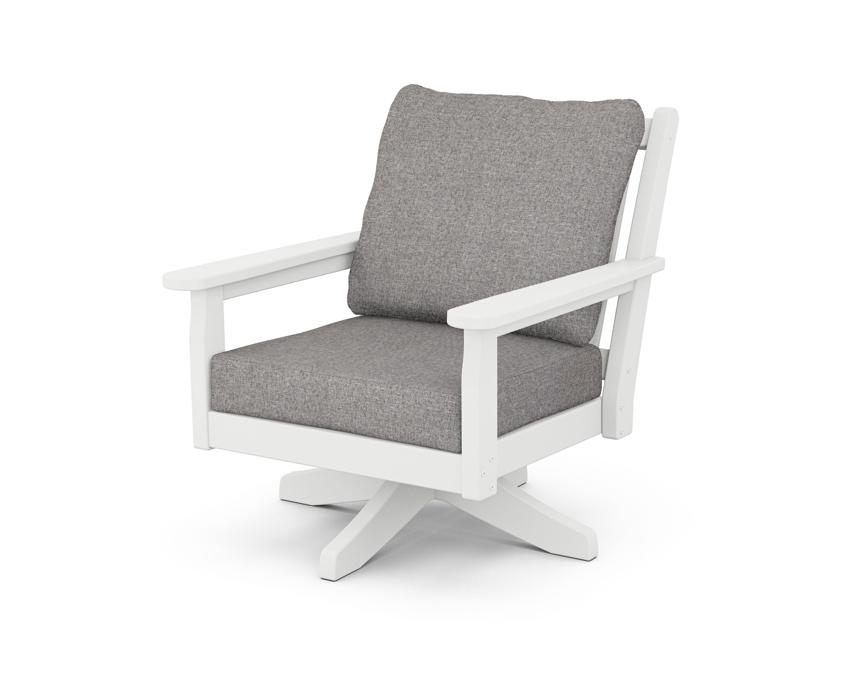 Chippendale Deep Seating Swivel Chair in White / Grey Mist
