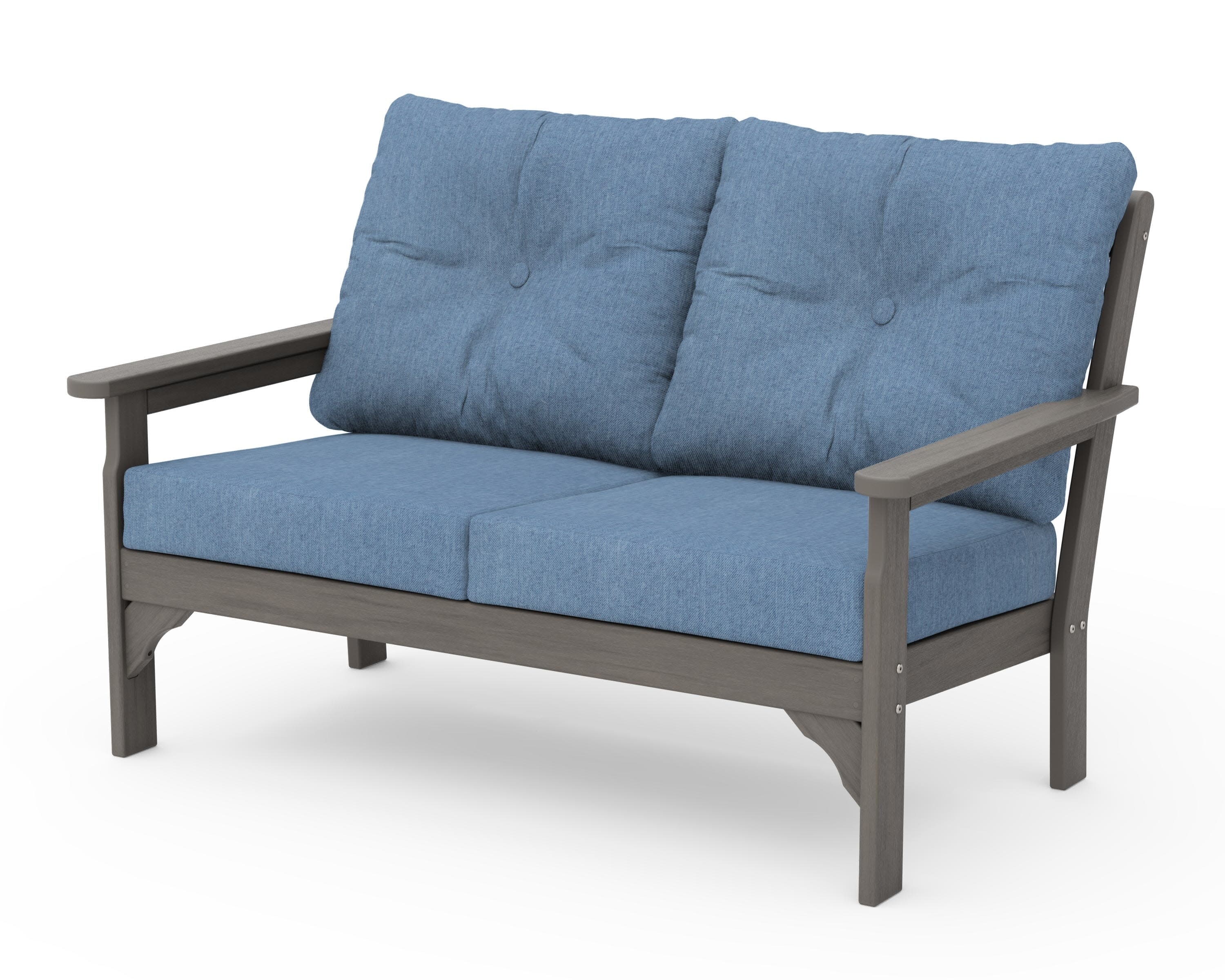 Vineyard Deep Seating Loveseat in Driftwood / Sky Blue
