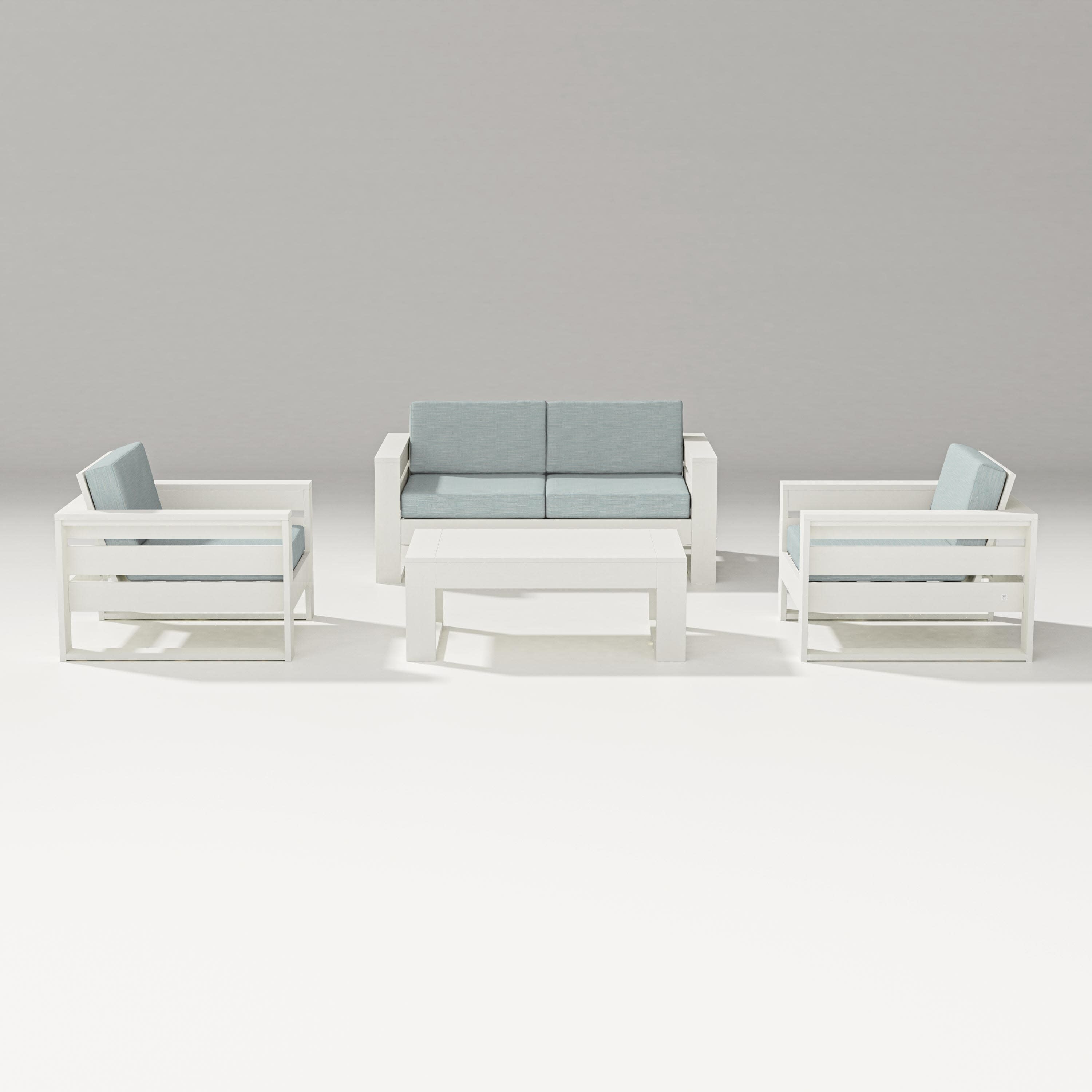 Latitude 4-Piece Lounge Loveseat Set in Vintage White / Soothe Mist