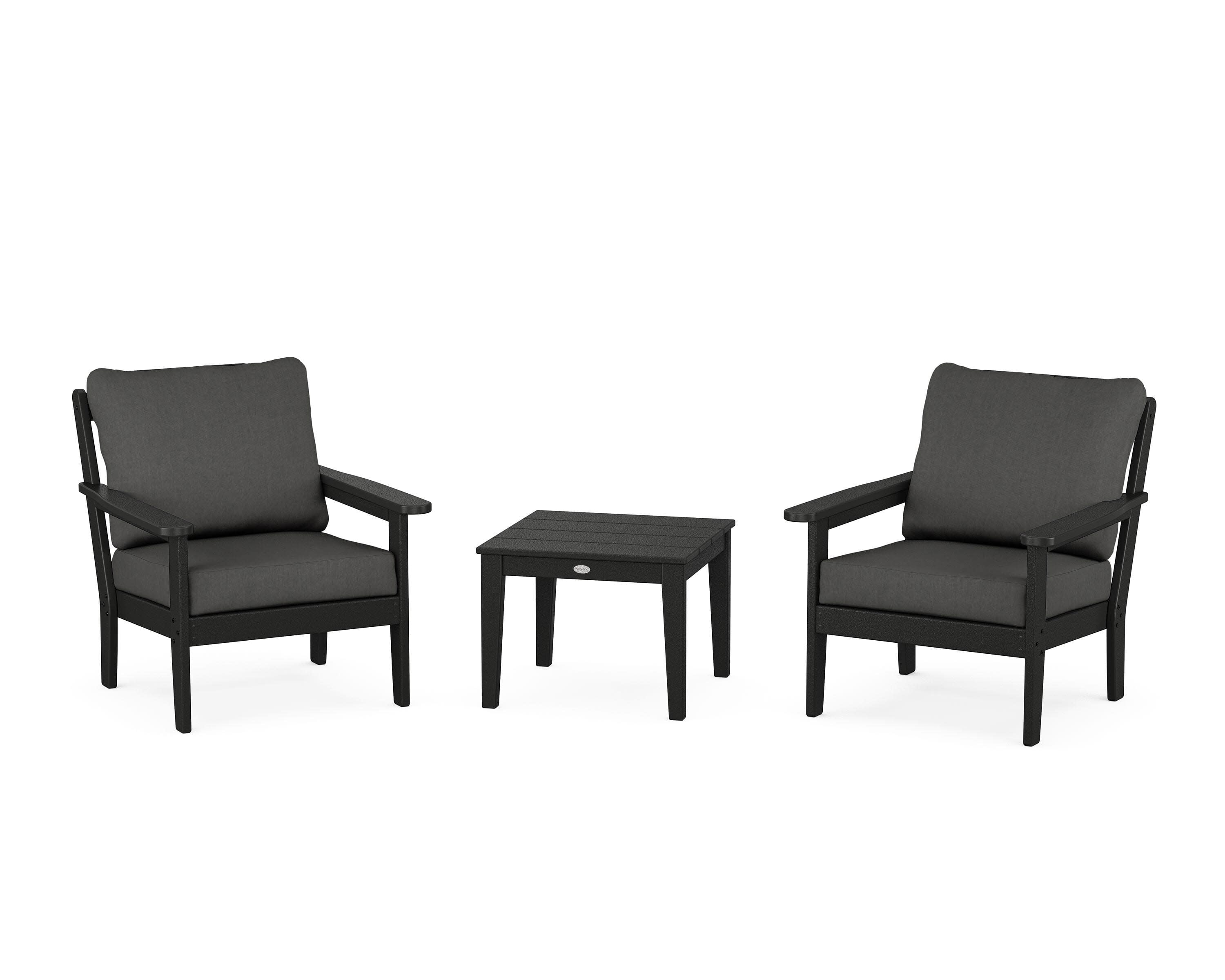 Cottage 3-Piece Deep Seating Set in Black / Spectrum Carbon