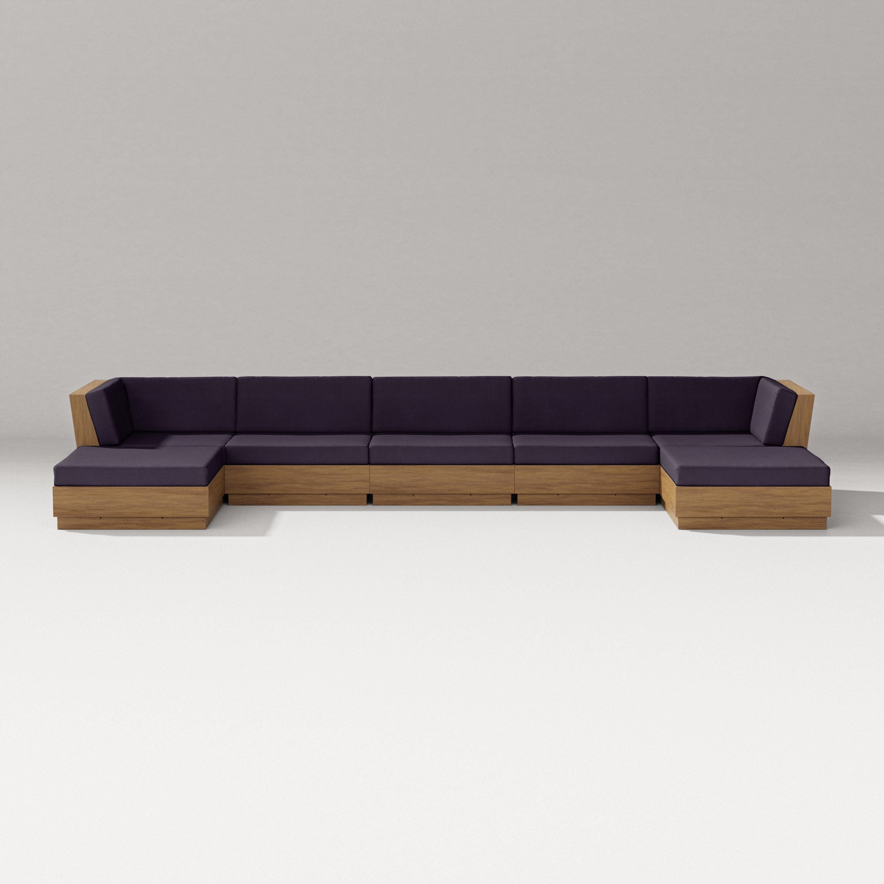 Elevate 7-Piece Double Chaise Sectional in Natural / Navy Linen