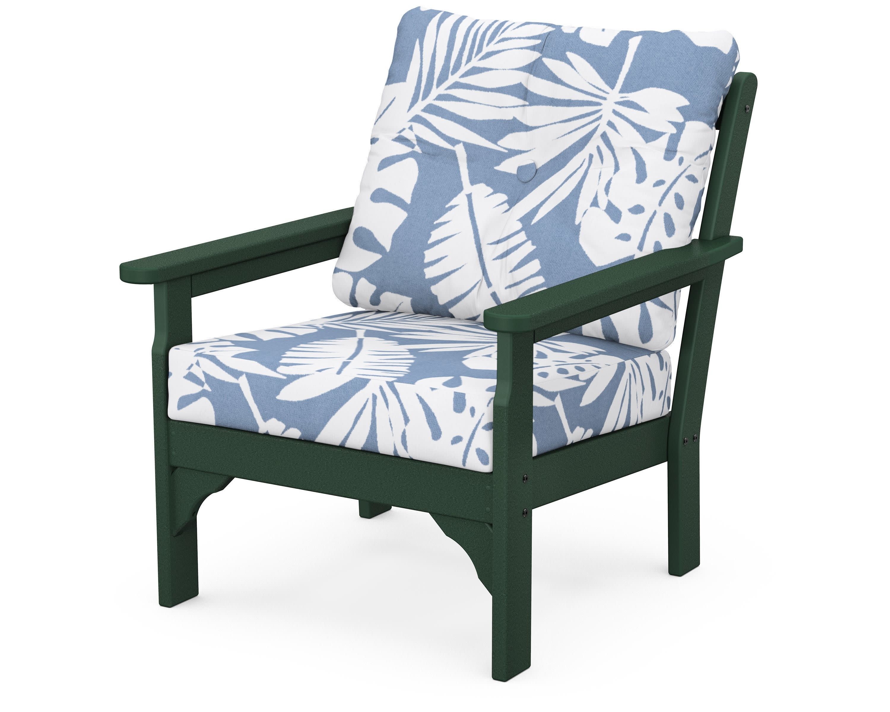Vineyard Deep Seating Chair in Green / Leaf Sky Blue
