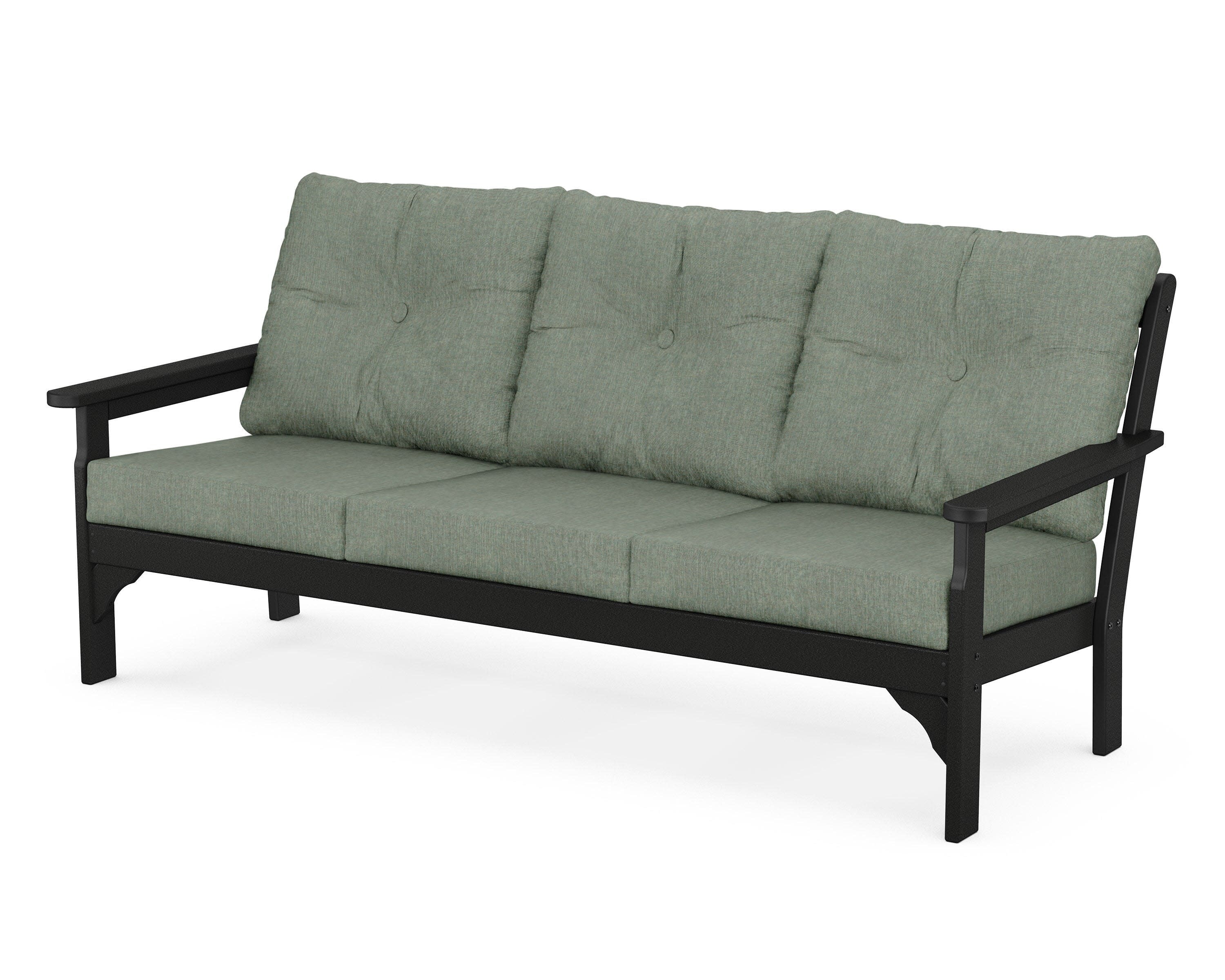 Vineyard Deep Seating Sofa in Black / Cast Sage