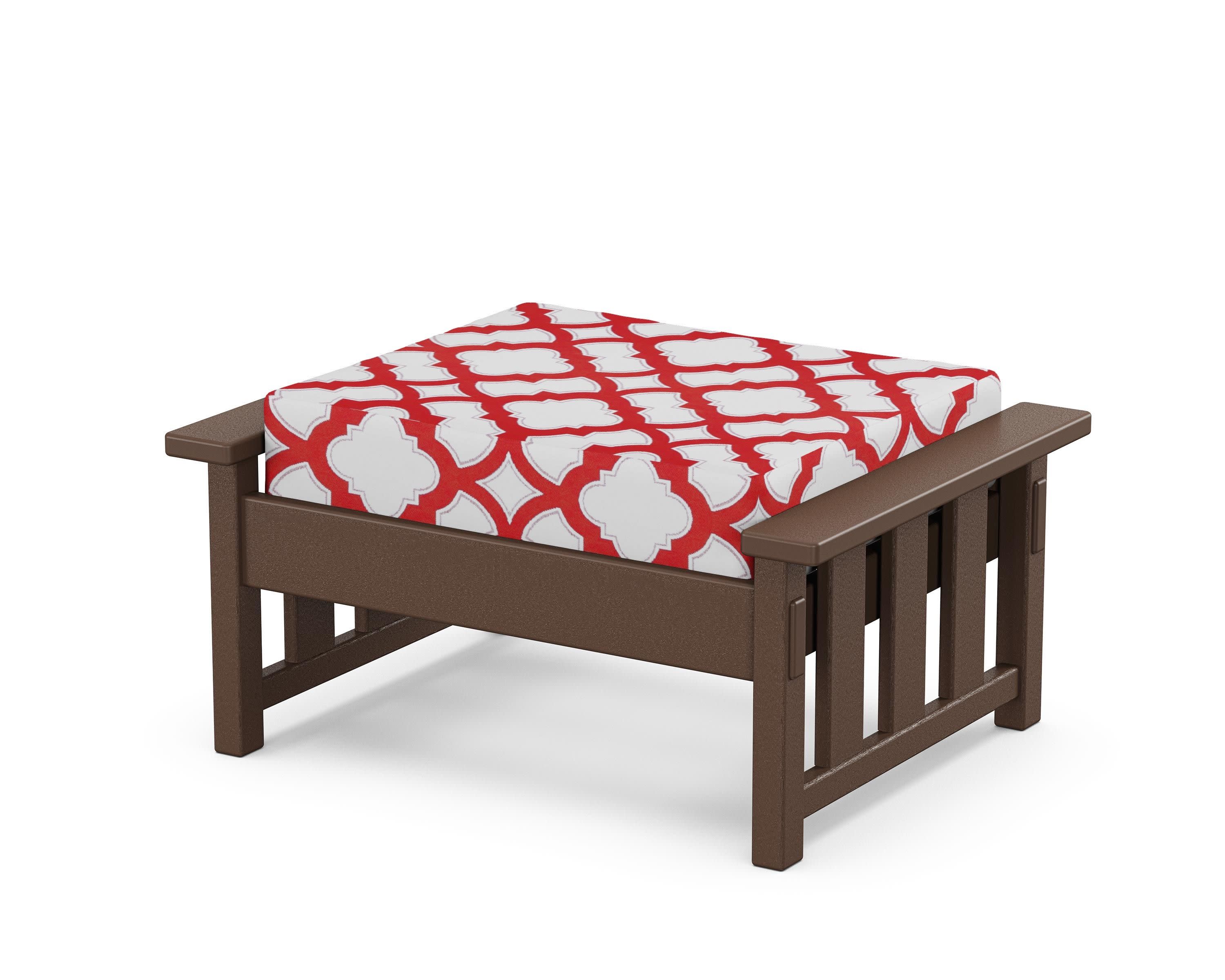Acadia Deep Seating Ottoman in Mahogany / Trellis Crimson
