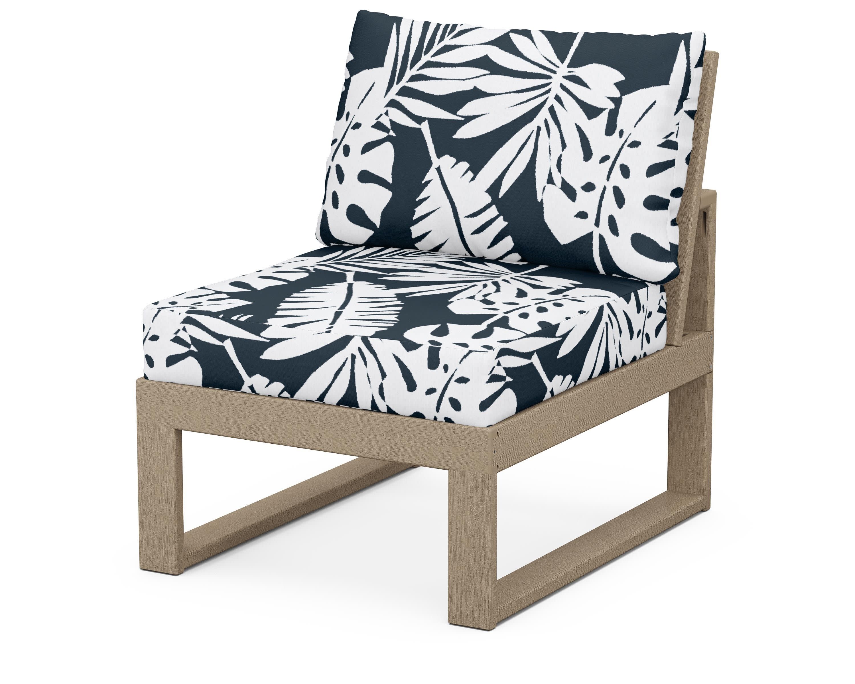Modular Armless Chair in Vintage Sahara / Leaf Marine Indigo