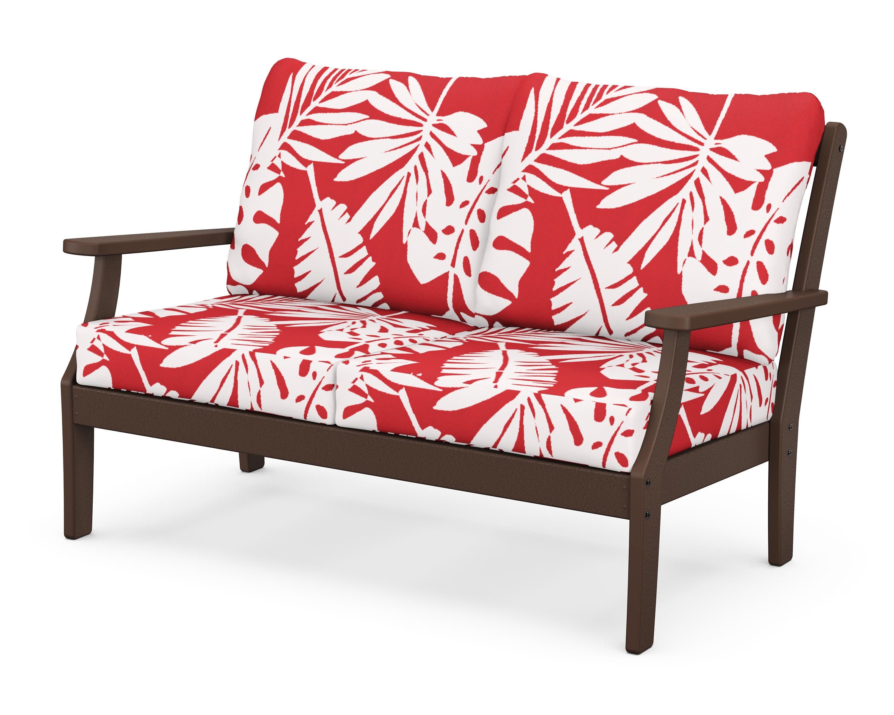 Braxton Deep Seating Loveseat in Mahogany / Leaf Crimson
