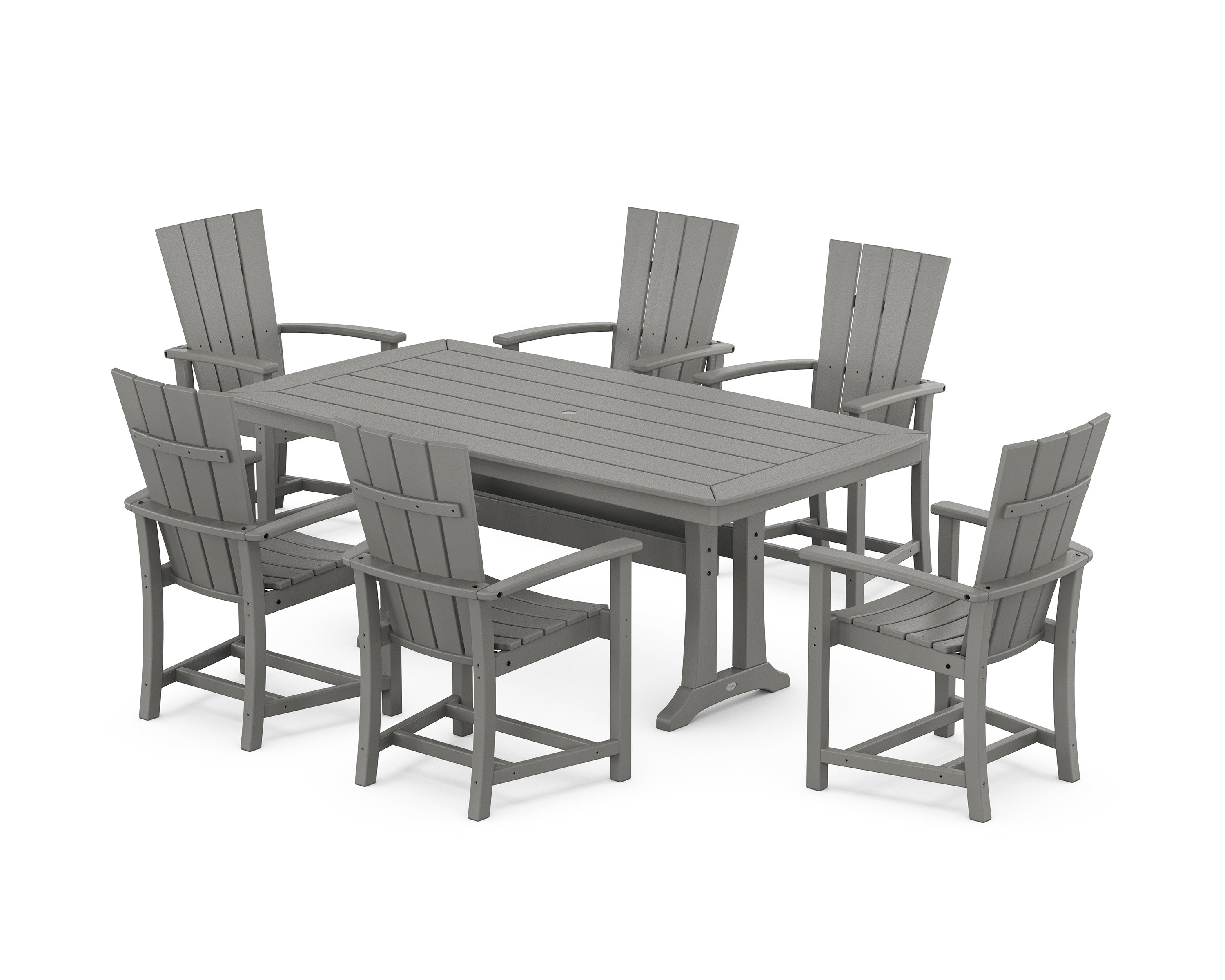 Quattro 7-Piece Dining Set with Trestle Legs in Slate Grey