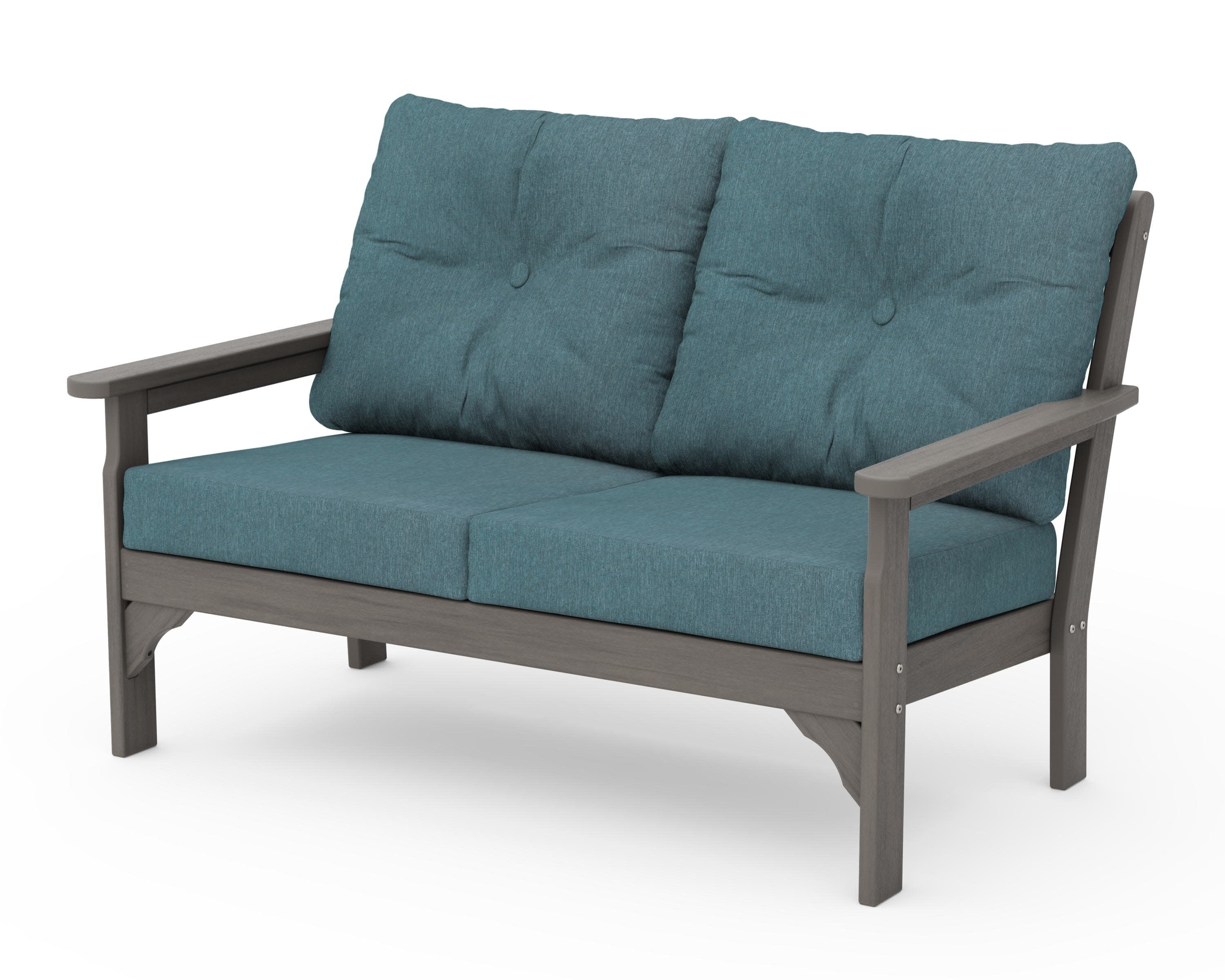 Vineyard Deep Seating Loveseat in Driftwood / Ocean Teal