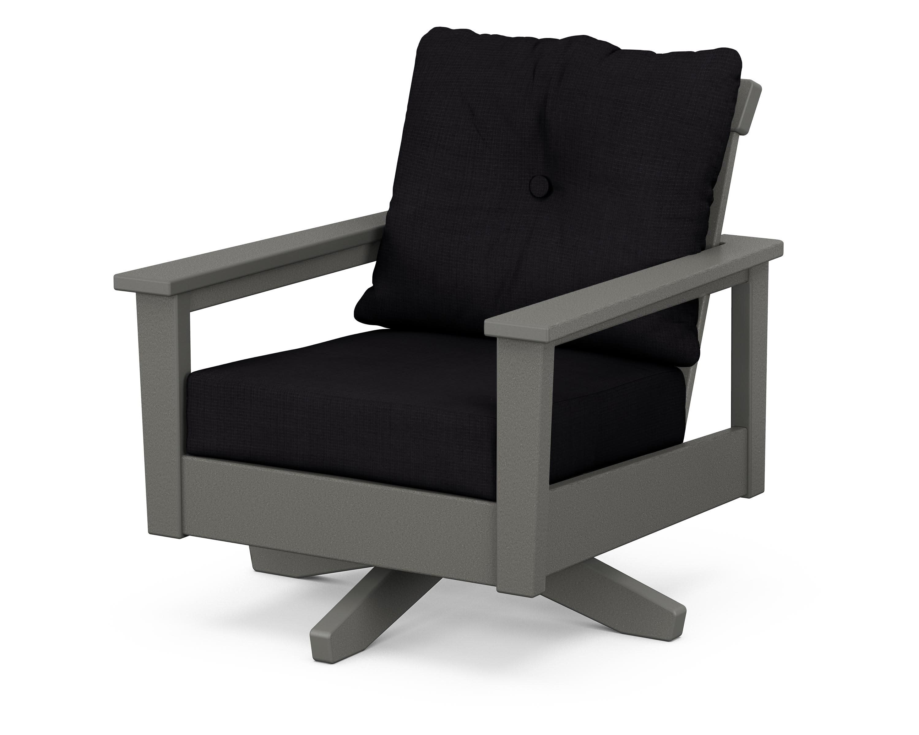 Prescott Deep Seating Swivel Chair in Slate Grey / Midnight Linen