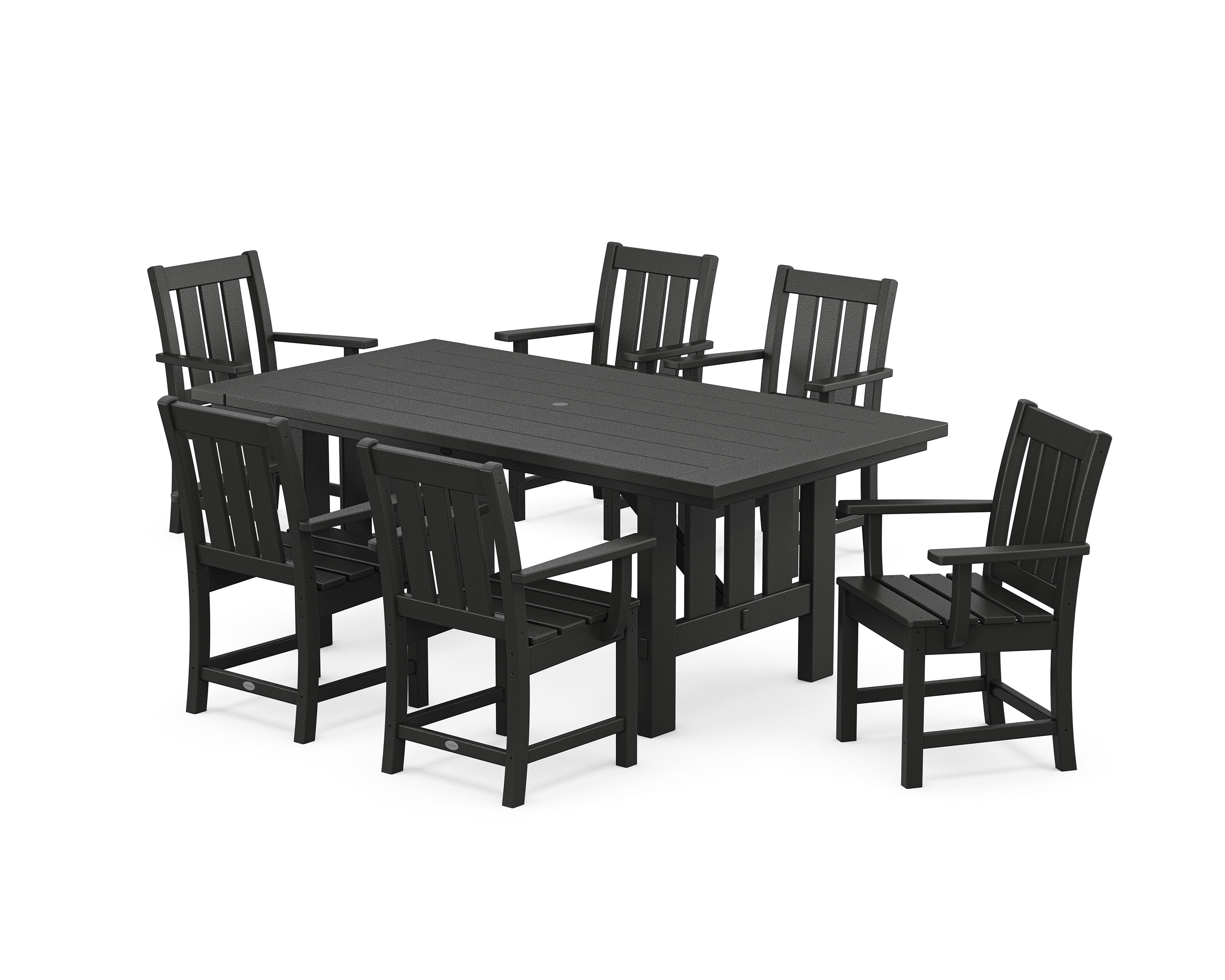 Oxford Arm Chair 7-Piece Mission Dining Set in Black