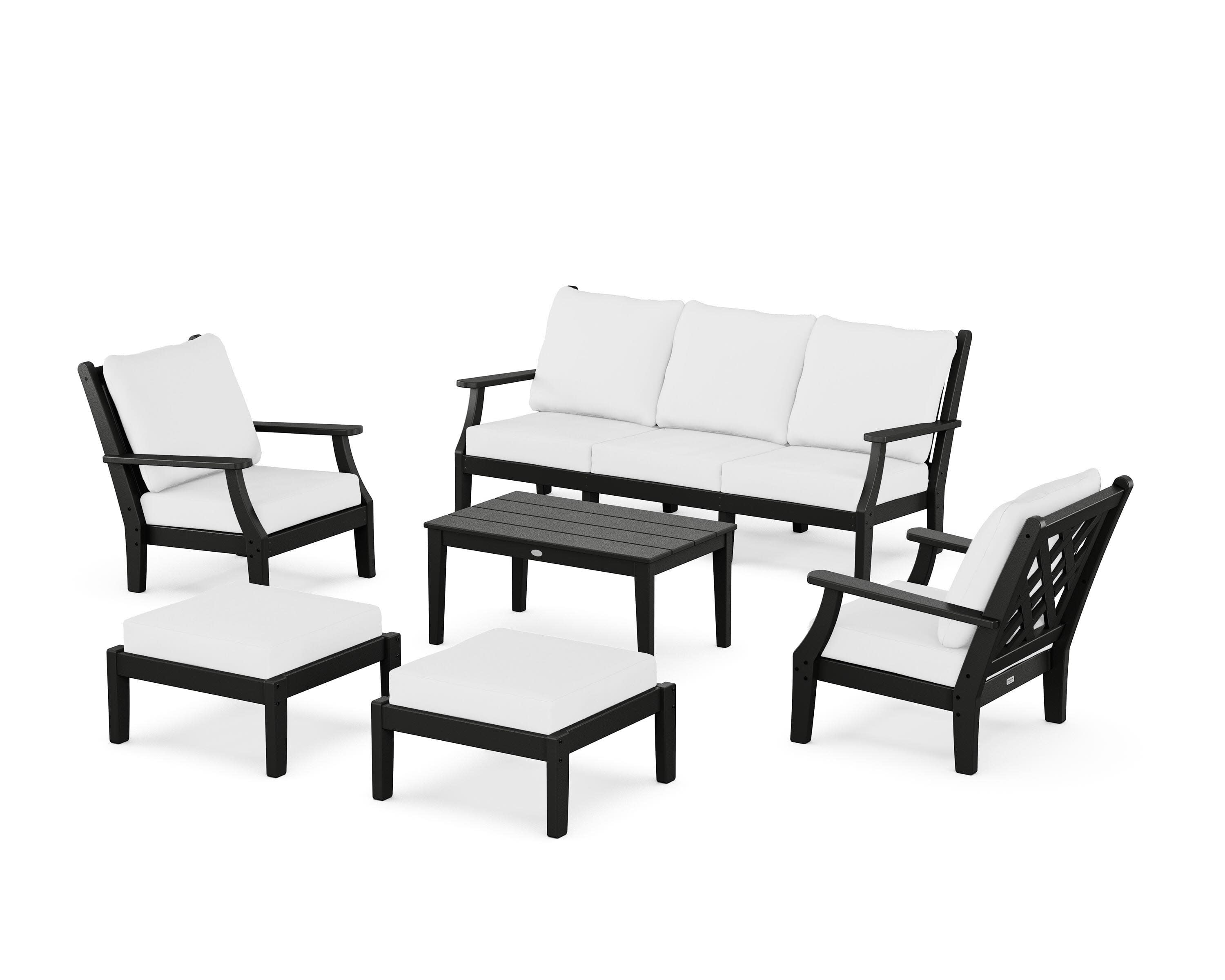 Wovendale 6-Piece Lounge Sofa Set in Black / Natural