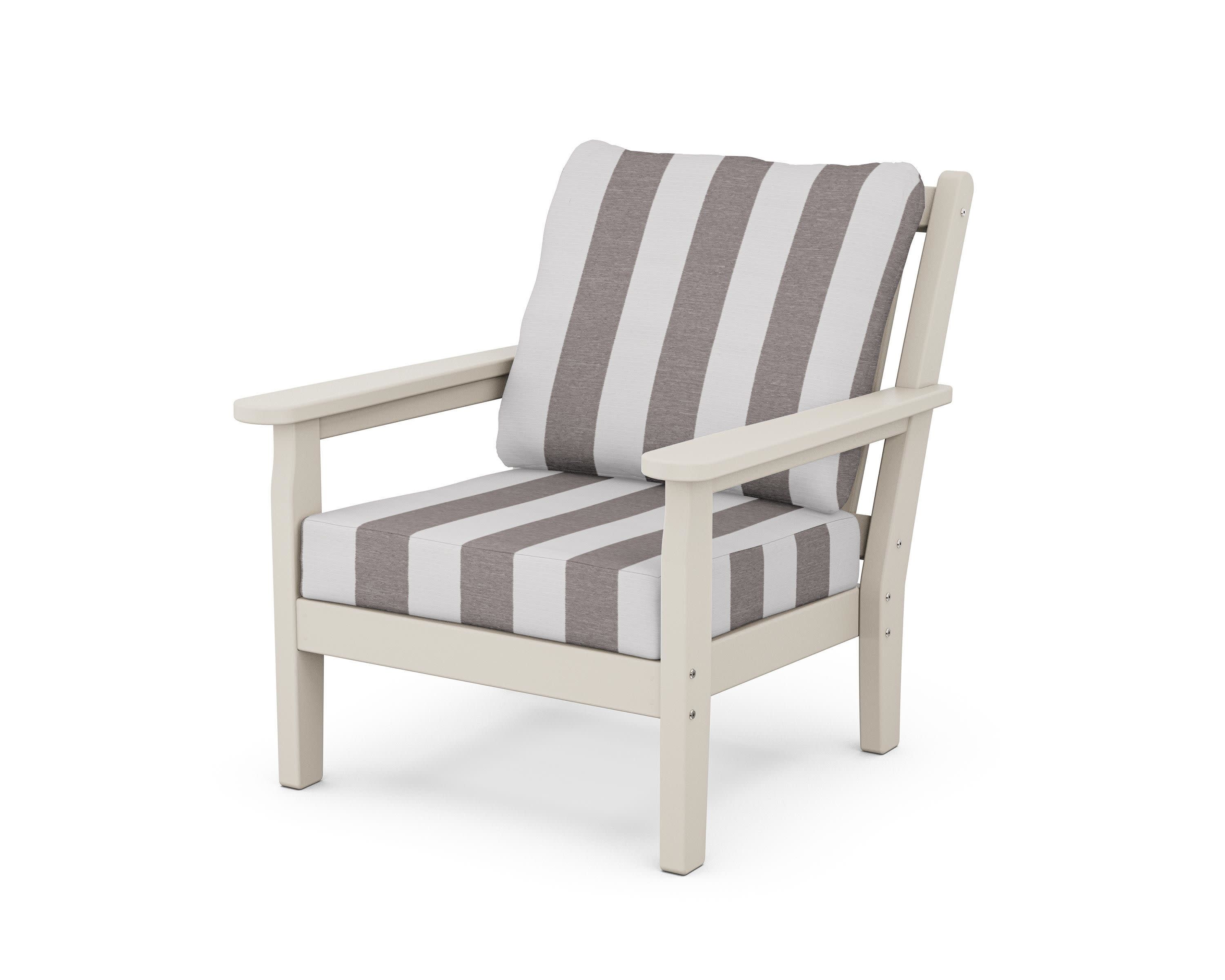 Chippendale Deep Seating Chair in Sand / Cabana Stripe Grey Mist