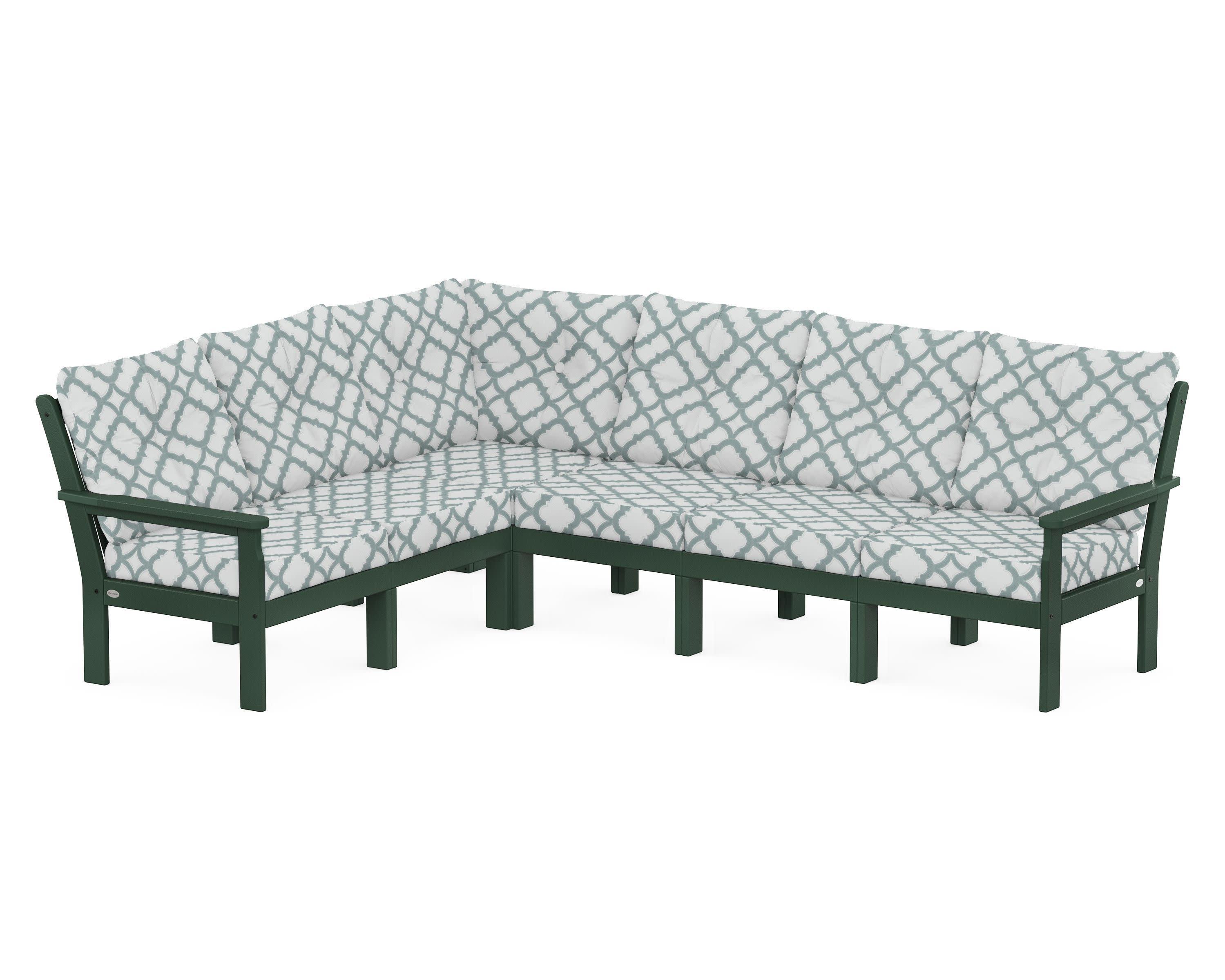 Vineyard 6-Piece Sectional in Green / Trellis Glacier Spa