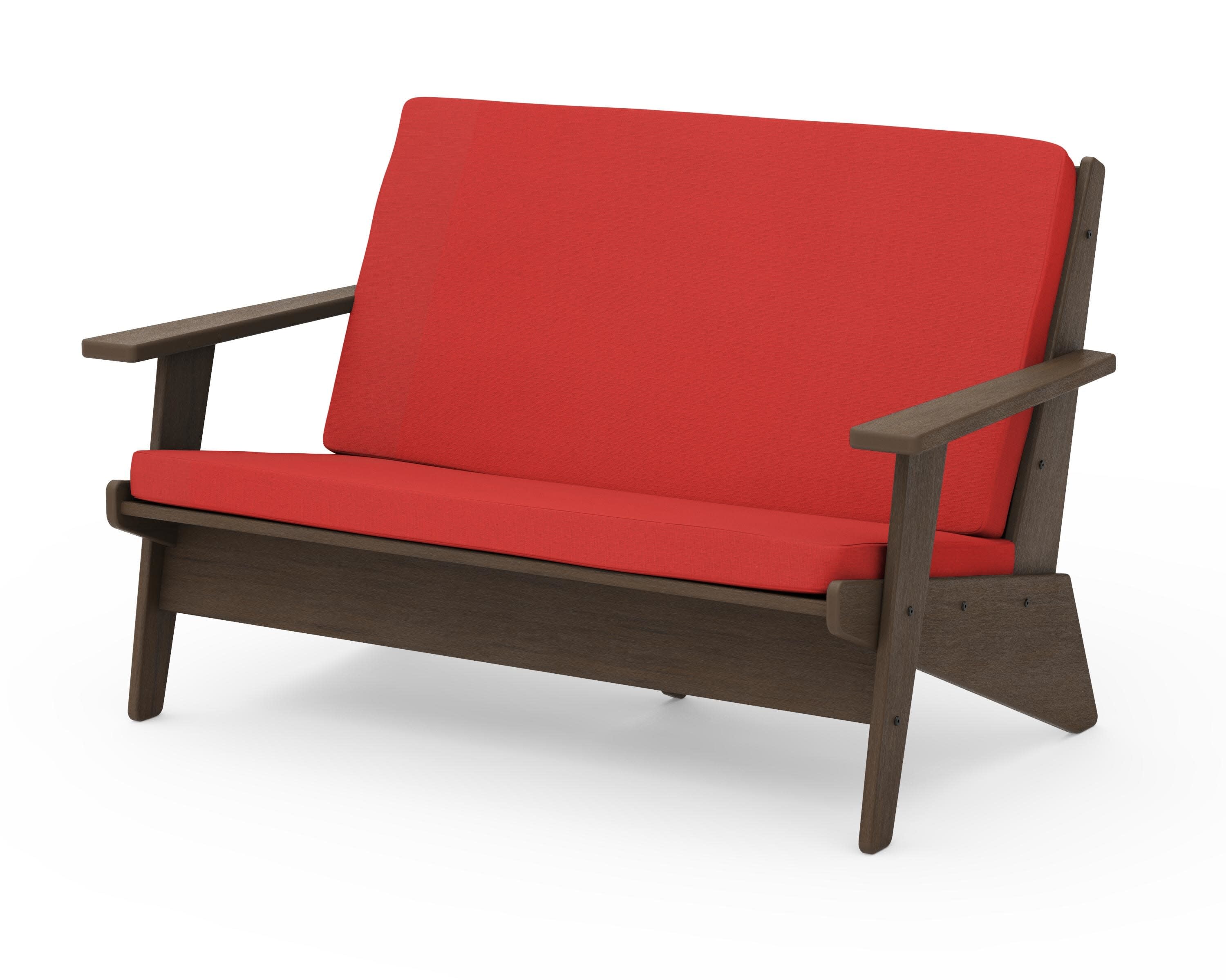 Riviera Modern Lounge Loveseat in Kona / Crimson Linen
