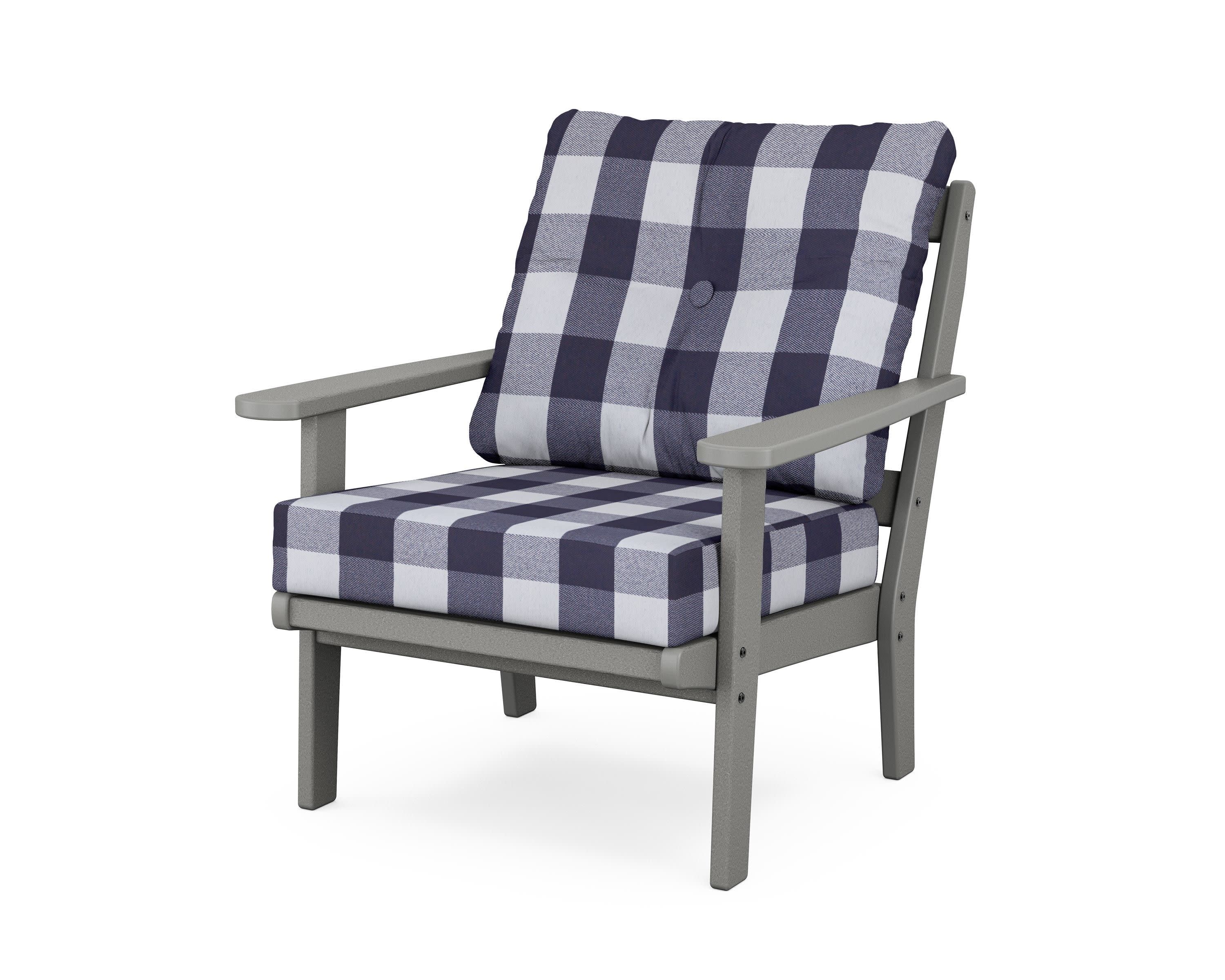 Mission Deep Seating Chair in Slate Grey / Buffalo Plaid Navy