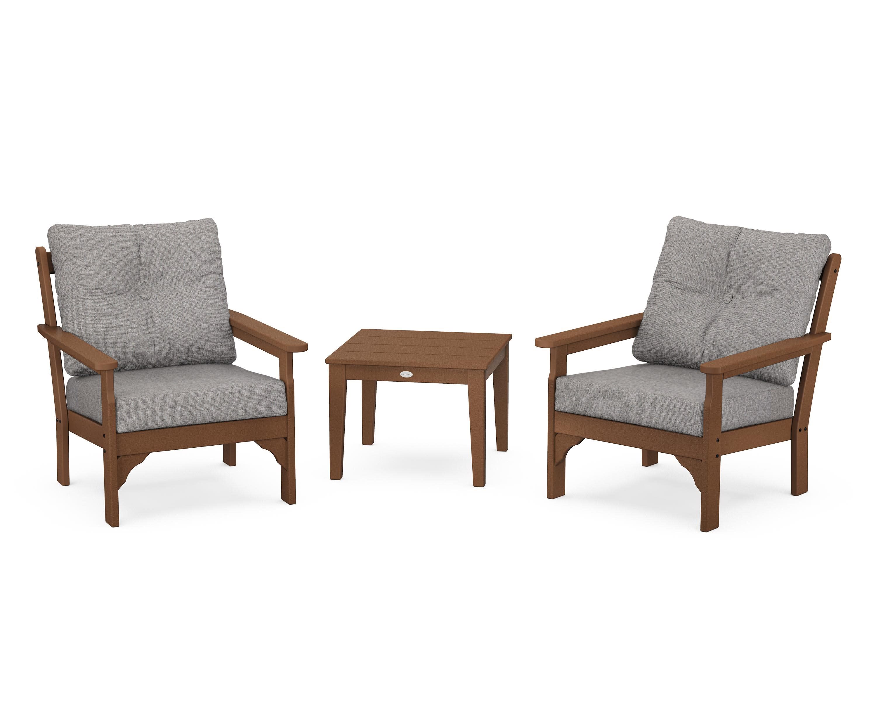 Vineyard 3-Piece Deep Seating Set in Teak / Grey Mist