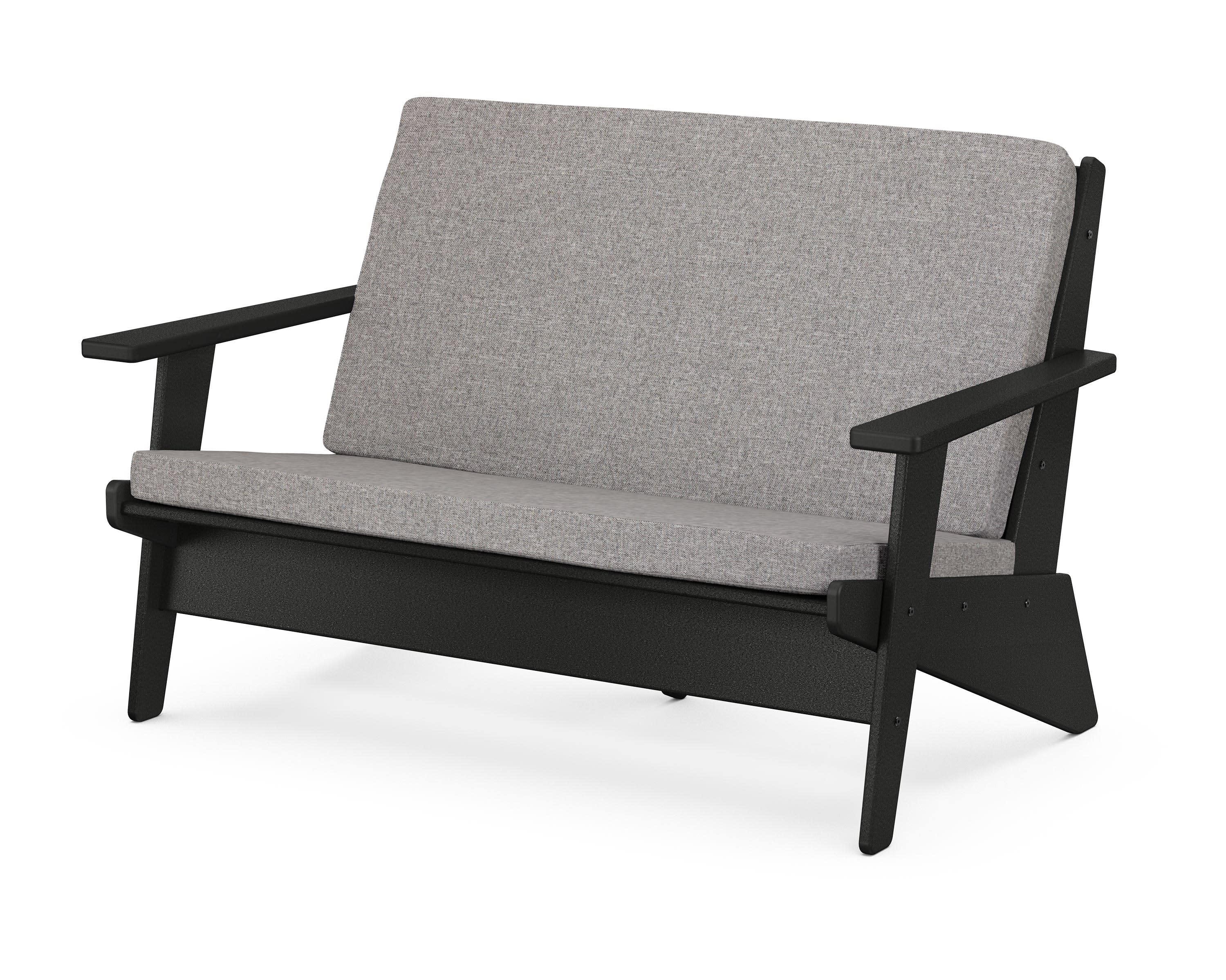 Riviera Modern Lounge Loveseat in Black / Grey Mist