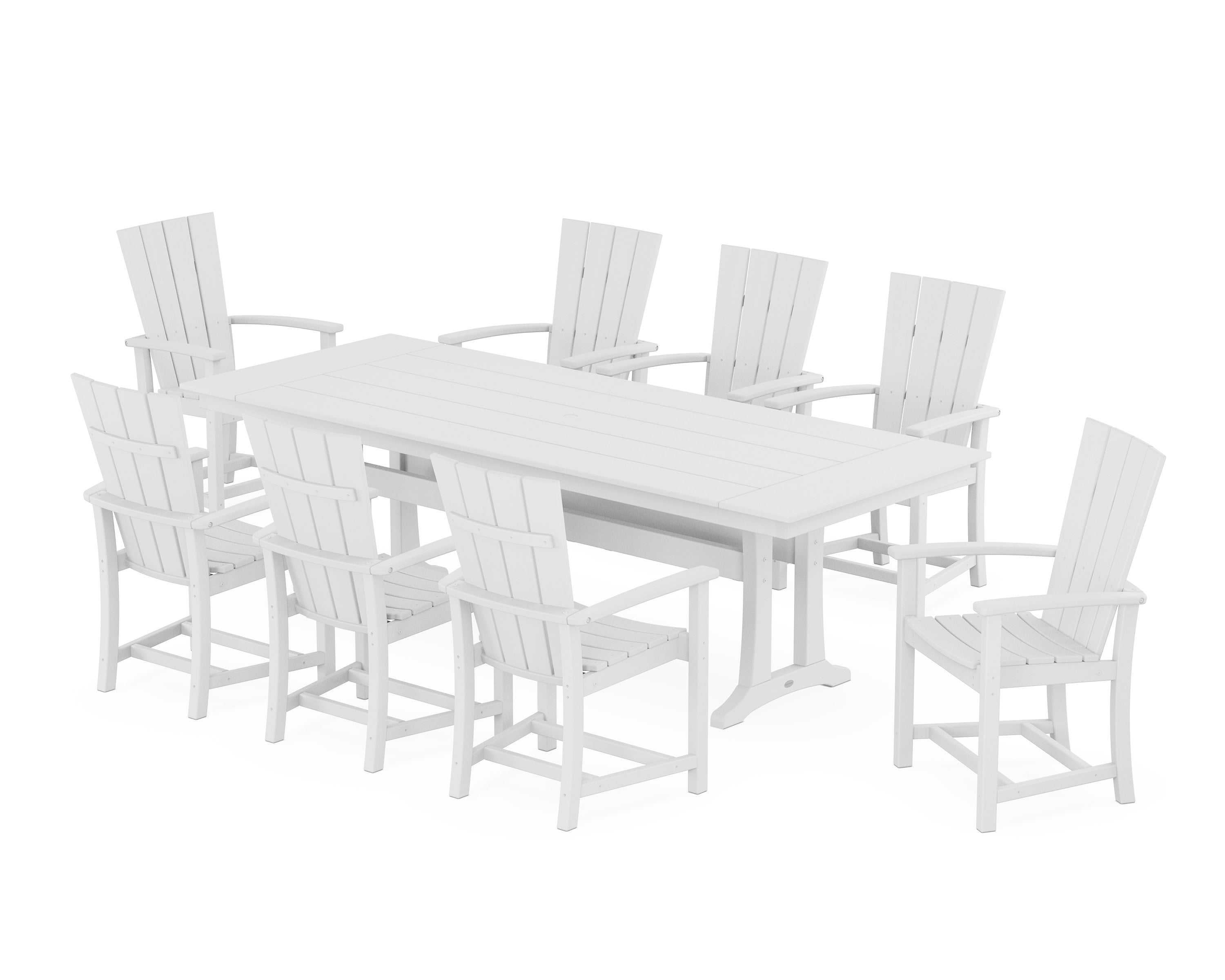 Quattro Adirondack 9-Piece Farmhouse Dining Set with Trestle Legs in White