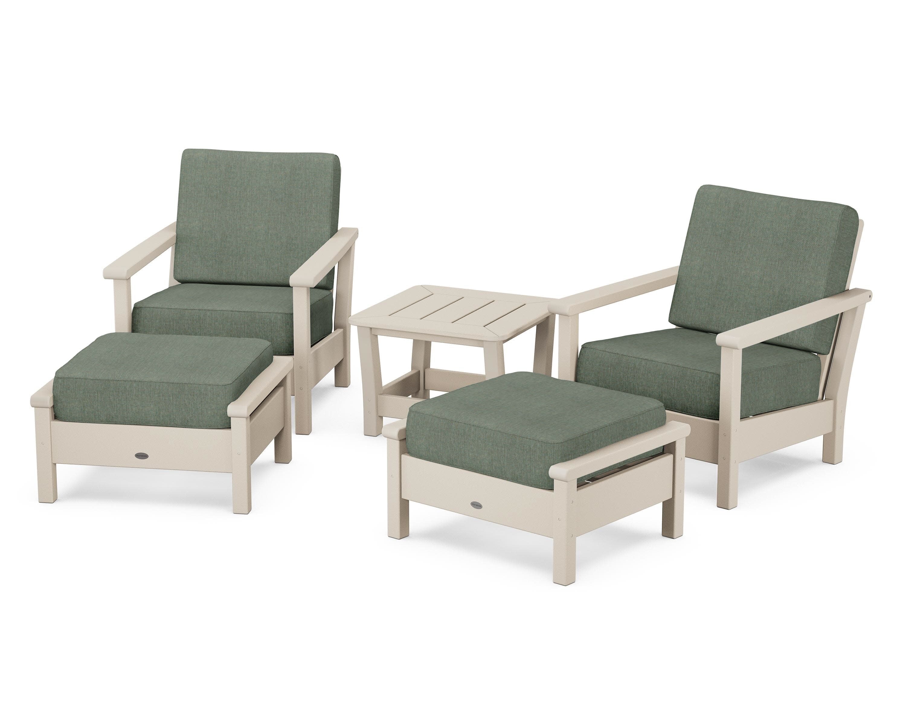 Harbour 5-Piece Deep Seating Chair Set in Sand / Cast Sage
