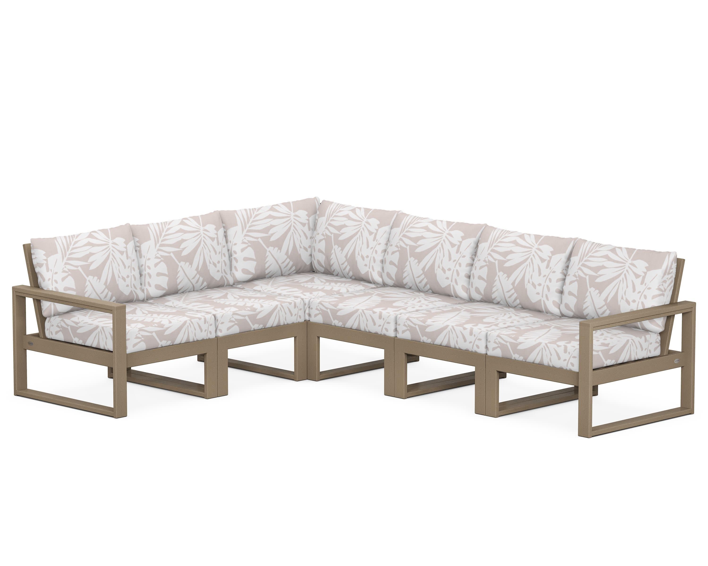EDGE 6-Piece Modular Deep Seating Set in Vintage Sahara / Leaf Dune Burlap