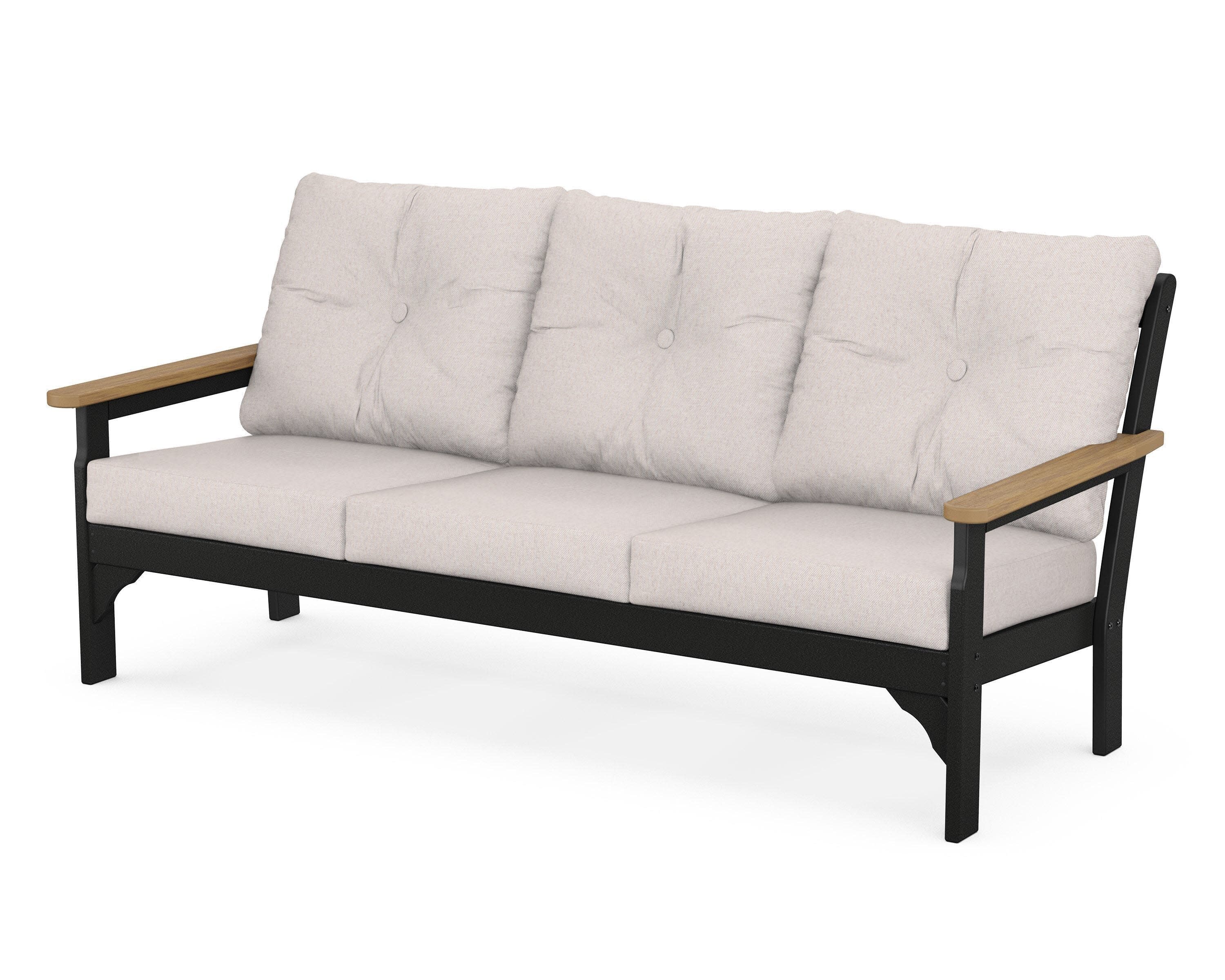 Vineyard Deep Seating Sofa in Black / Natural / Dune Burlap