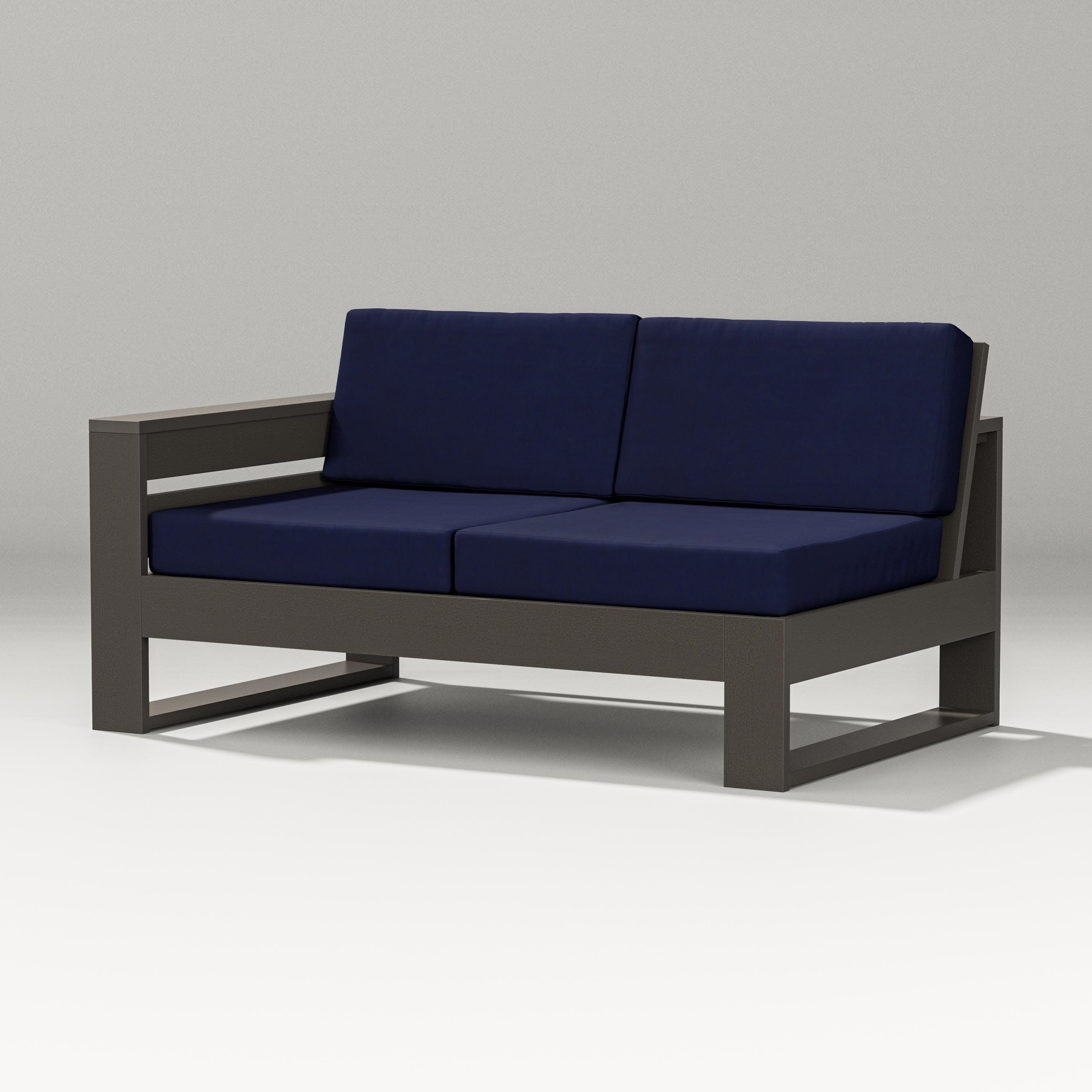 Latitude Modular Left Arm Loveseat in Vintage Coffee / Navy