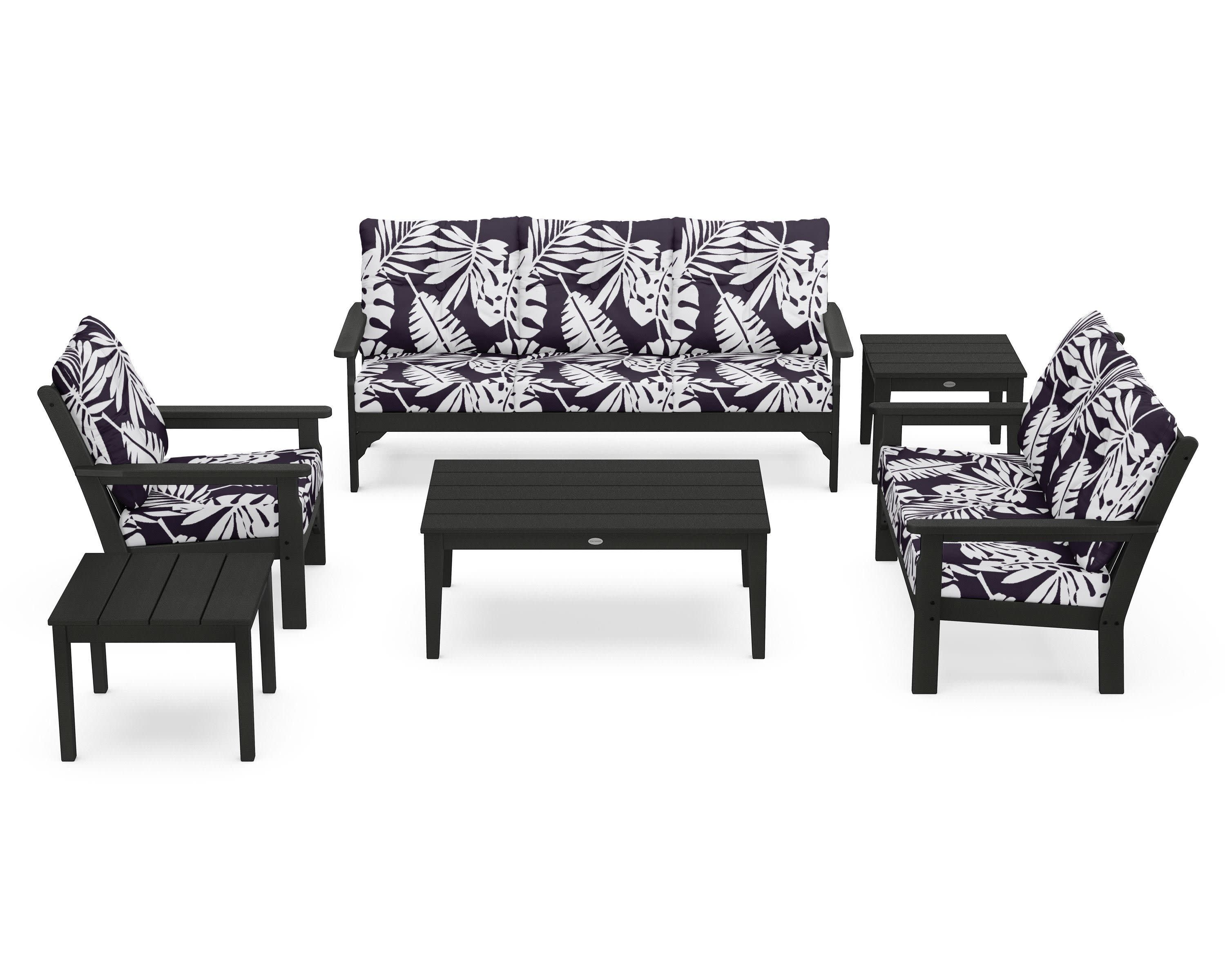 Vineyard 6-Piece Deep Seating Set in Green / Leaf Navy