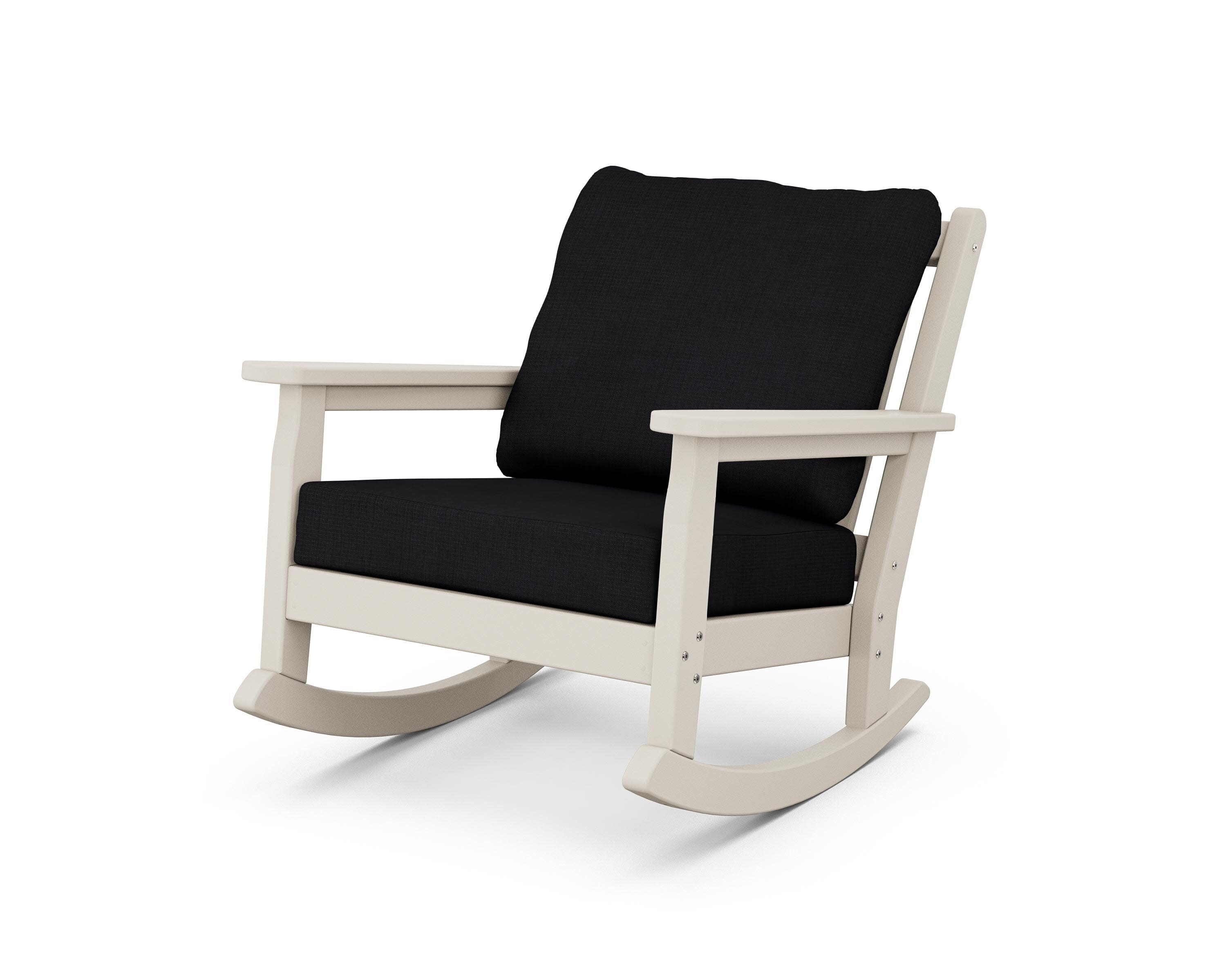 Chippendale Deep Seating Rocking Chair in Sand / Midnight Linen
