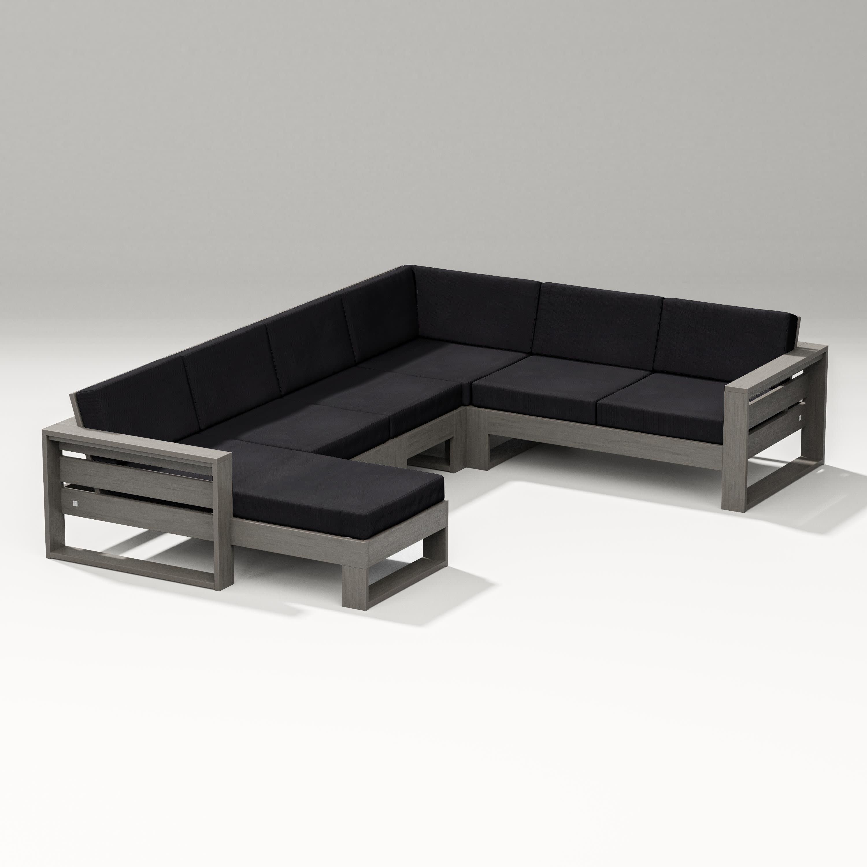 Latitude Corner Sectional with Left Chaise in Driftwood / Midnight Linen