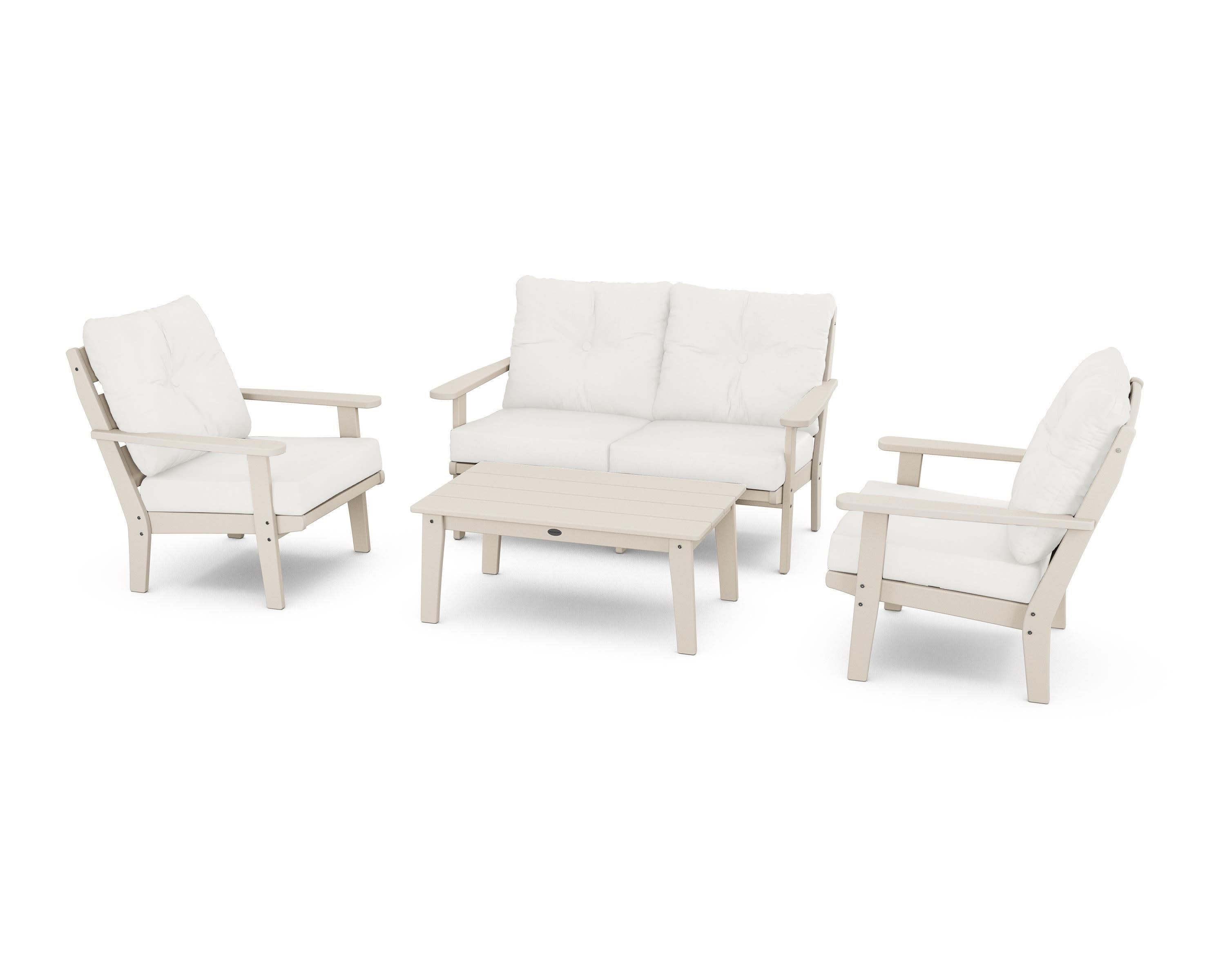 Lakeside 4-Piece Deep Seating Set in Sand / Natural Linen