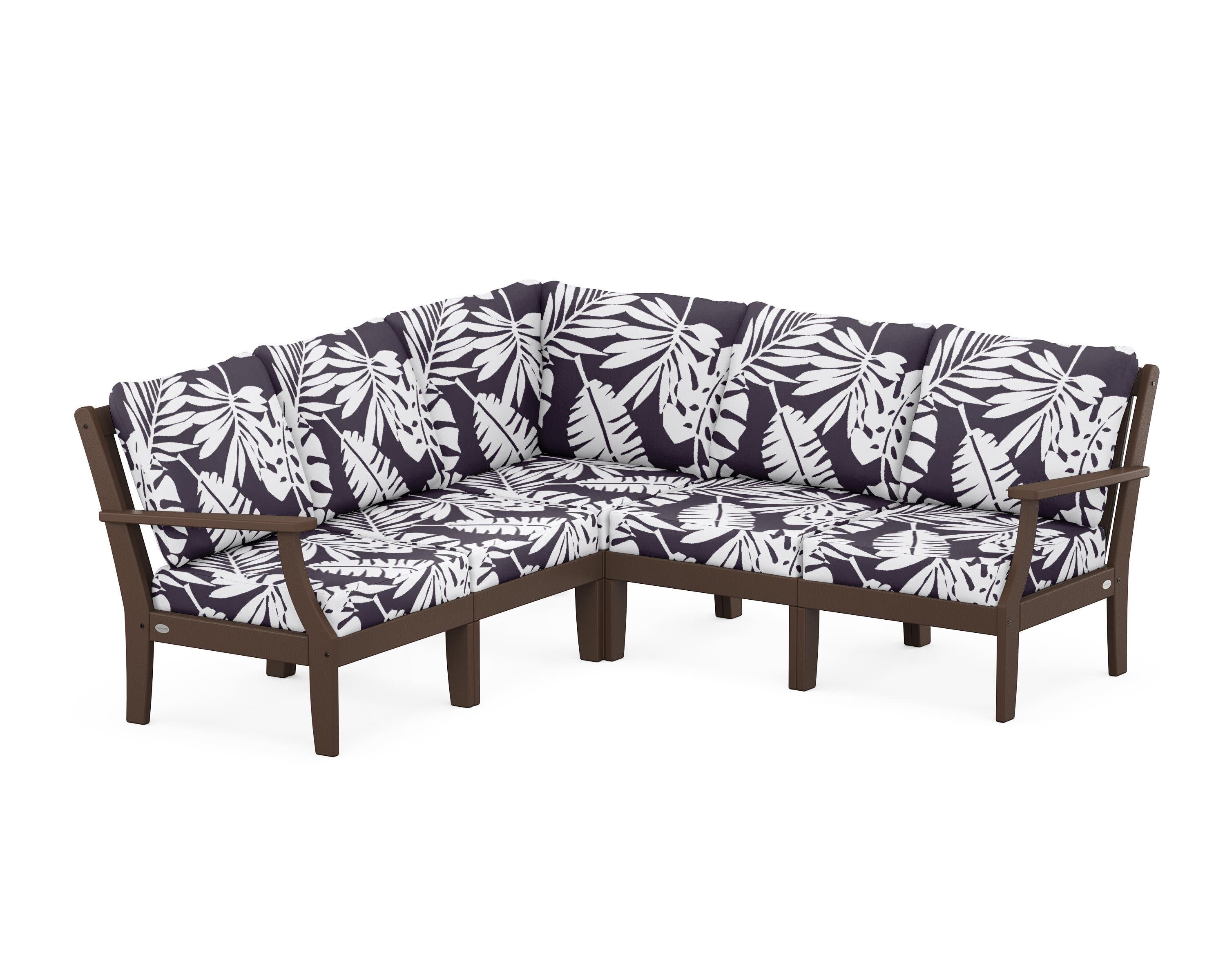 Braxton Modular 5-Piece Deep Seating Set in Mahogany / Leaf Navy